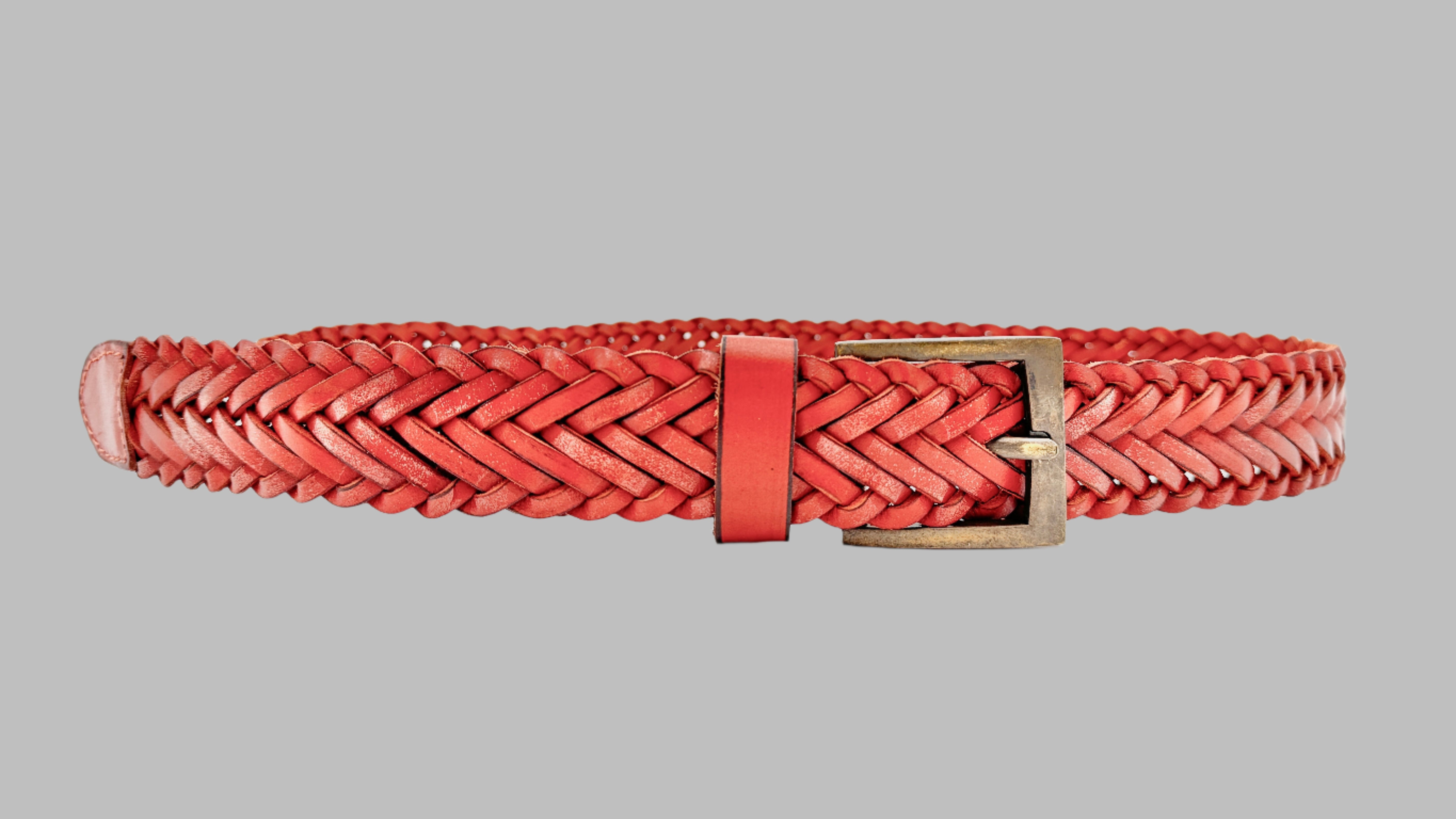 Woven Leather Belt Black and Brown 34mm