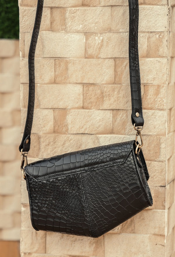 Premium Croc-Embossed Leather Sling Bag | Stylish Crossbody Bag (BG-1602)