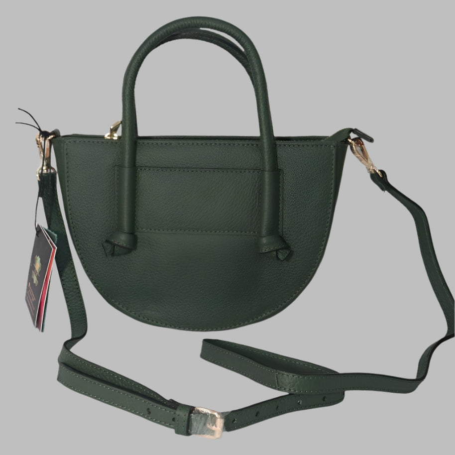 PUCCINI Leather Half-Moon Crossbody Bag with Top Handles (EL-GM-42-F-PEBBLED)