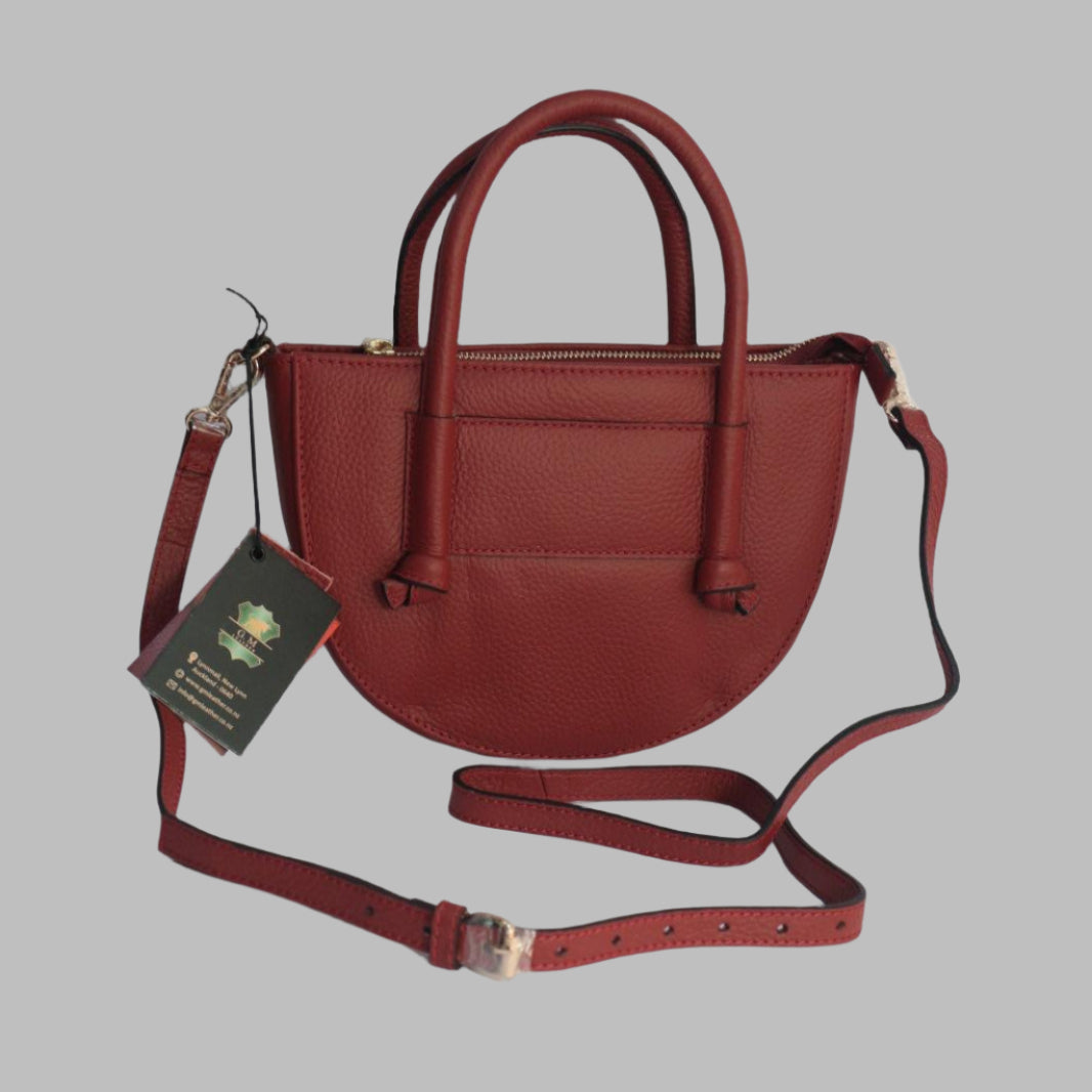 PUCCINI Leather Half-Moon Crossbody Bag with Top Handles (EL-GM-42-F-PEBBLED)