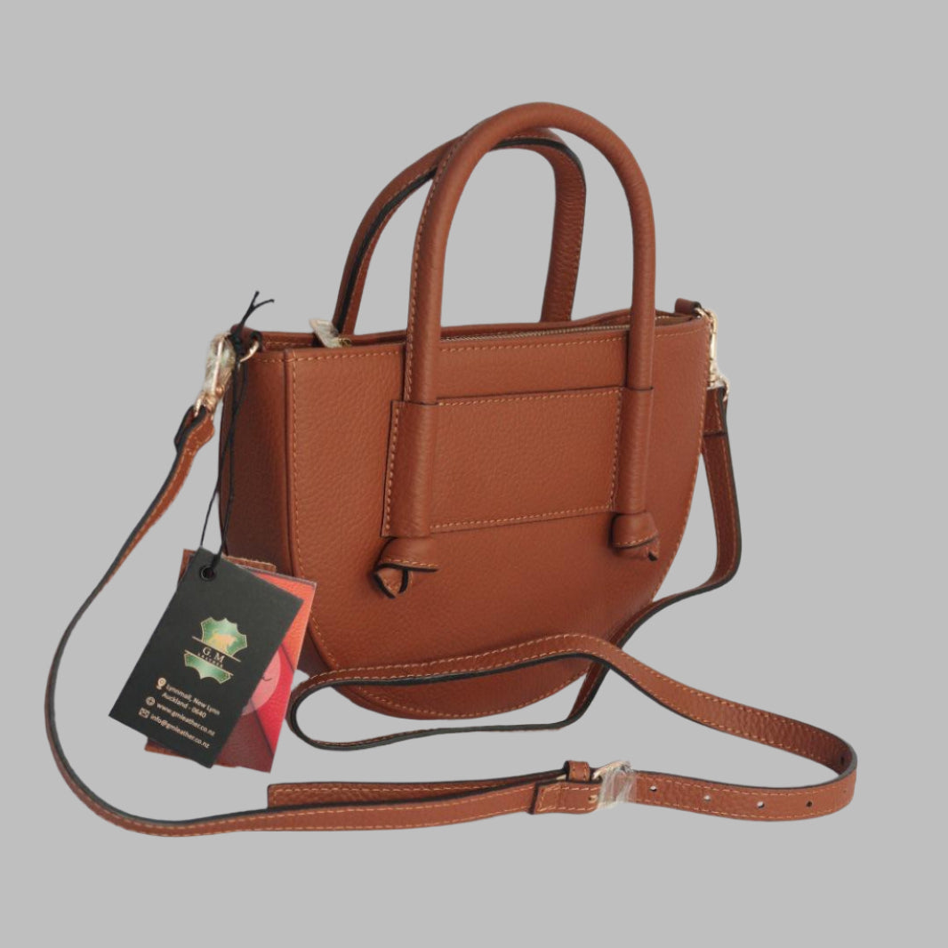 PUCCINI Leather Half-Moon Crossbody Bag with Top Handles (EL-GM-42-F-PEBBLED)