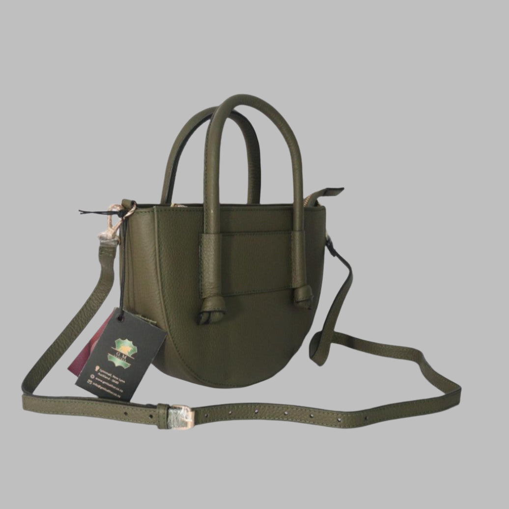 PUCCINI Leather Half-Moon Crossbody Bag with Top Handles (EL-GM-42-F-PEBBLED)