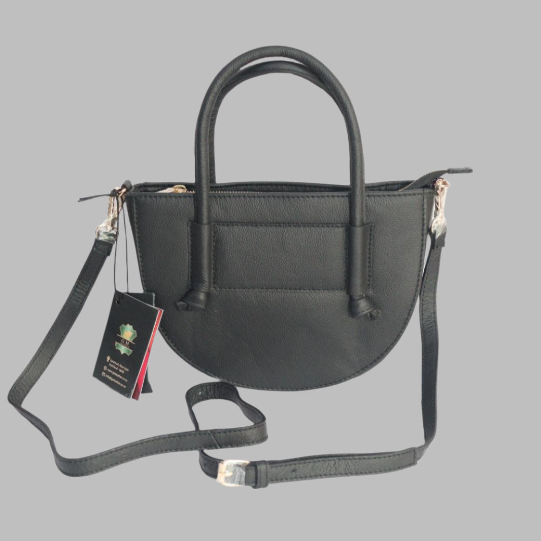 PUCCINI Leather Half-Moon Crossbody Bag with Top Handles (EL-GM-42-F-PEBBLED)