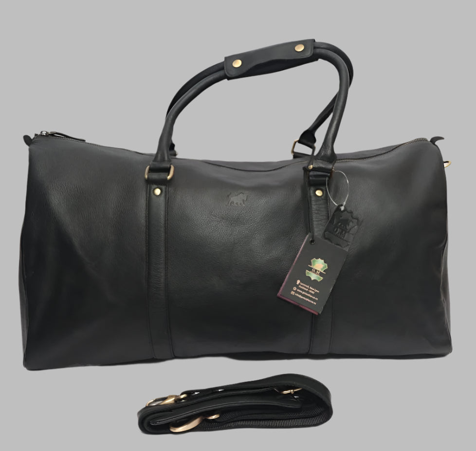 Premium Black Leather Duffle Bag – Men's Weekender & Travel Bag | NZ & AUS