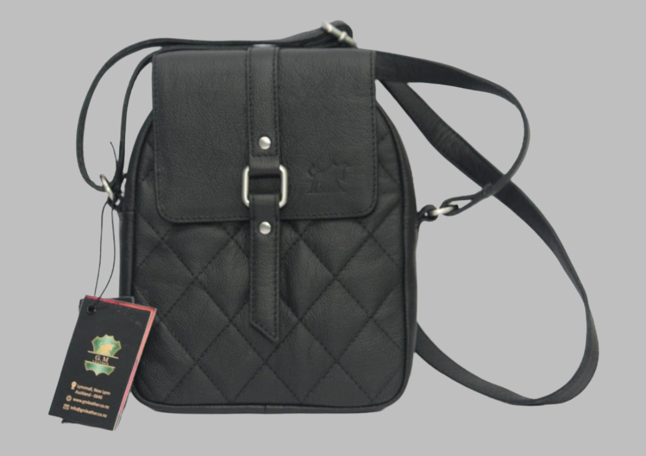 Premium Black Leather Sling Bag | Genuine Leather Crossbody Bag| Durable & Stylish NZ & AU(EL-GM-41F)