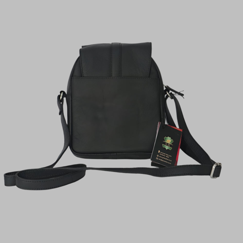 Premium Black Leather Sling Bag | Genuine Leather Crossbody Bag| Durable & Stylish NZ & AU(EL-GM-41F)