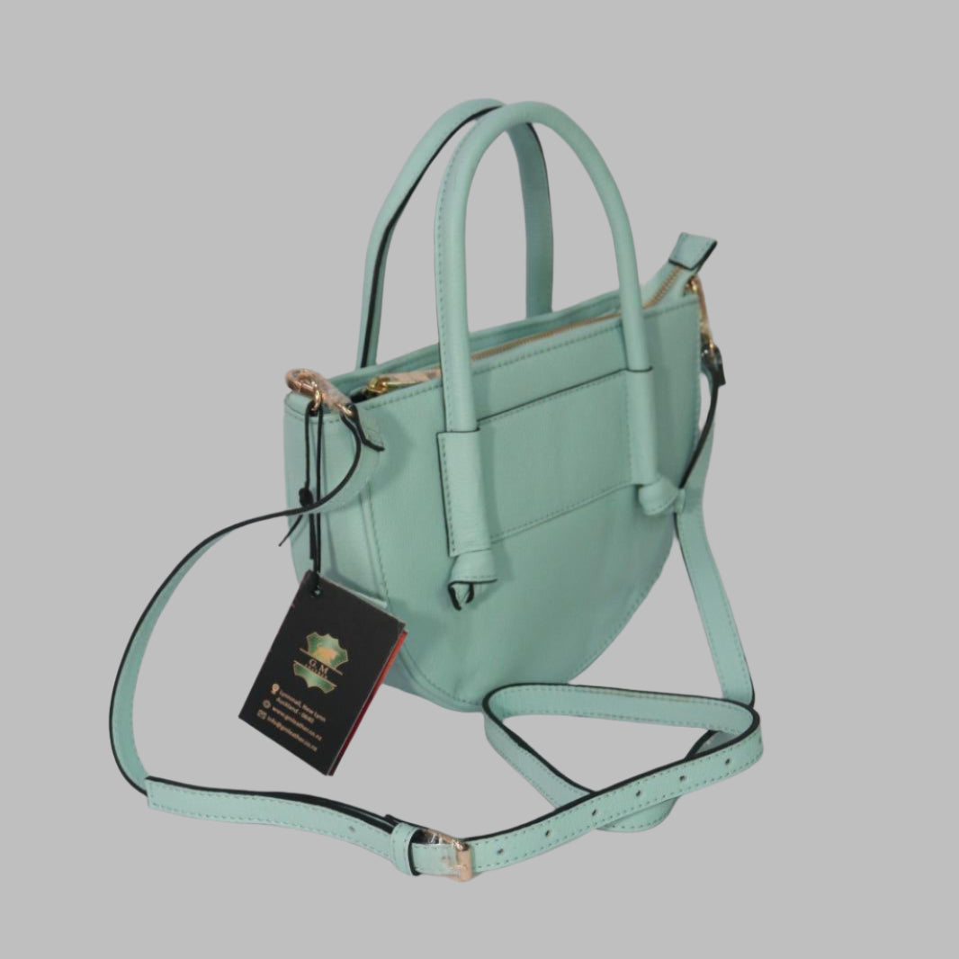 PUCCINI Leather Half-Moon Crossbody Bag with Top Handles (EL-GM-42-F-PEBBLED)