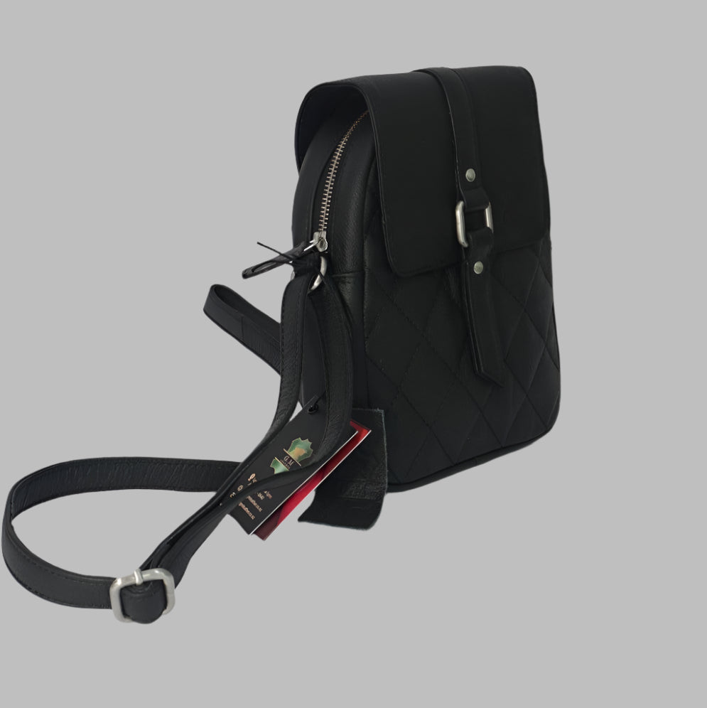 Premium Black Leather Sling Bag | Genuine Leather Crossbody Bag| Durable & Stylish NZ & AU(EL-GM-41F)