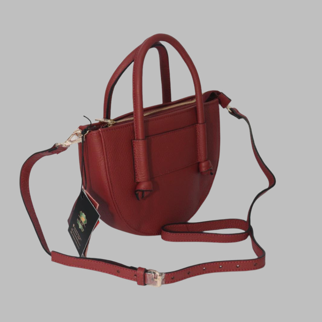 PUCCINI Leather Half-Moon Crossbody Bag with Top Handles (EL-GM-42-F-PEBBLED)