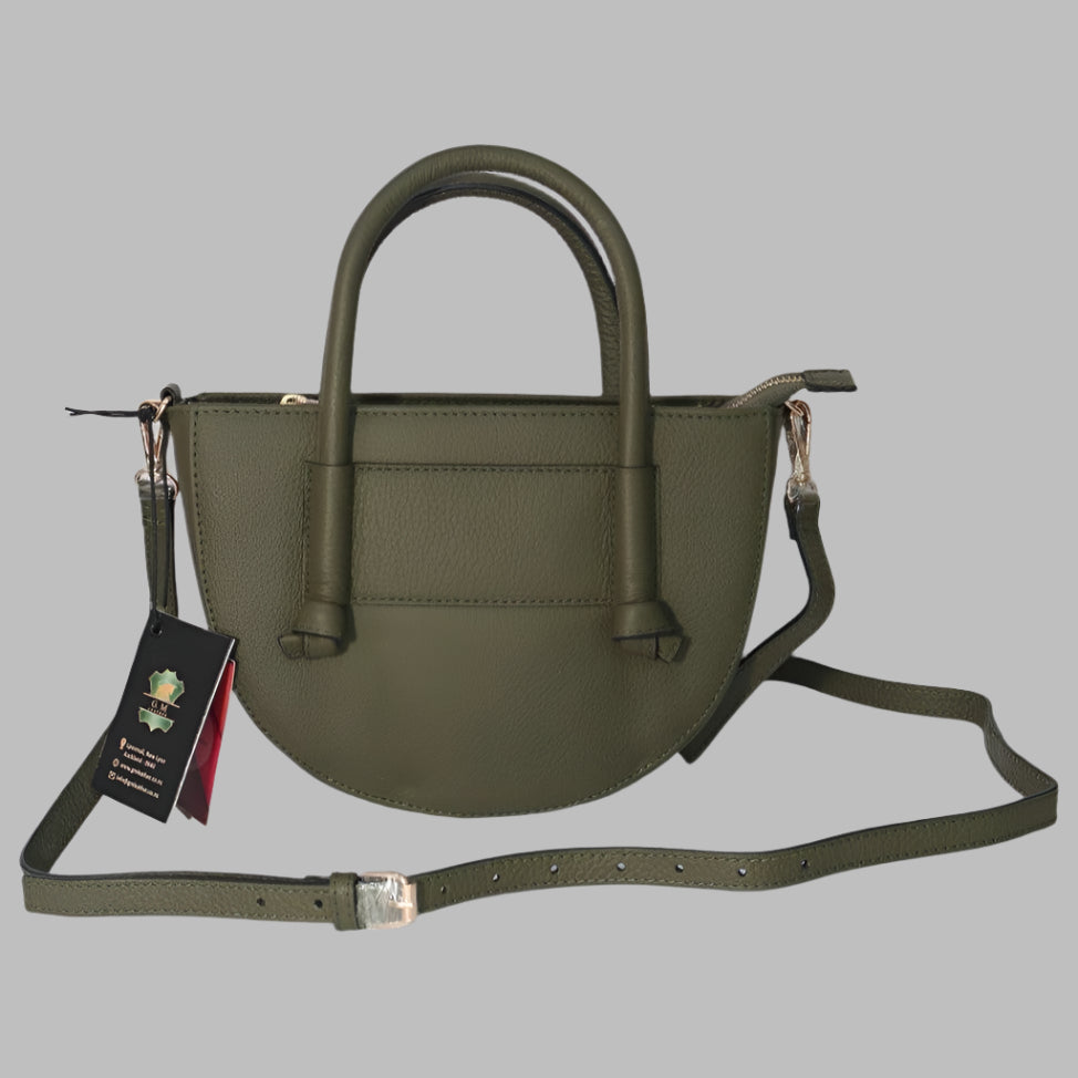 PUCCINI Leather Half-Moon Crossbody Bag with Top Handles (EL-GM-42-F-PEBBLED)