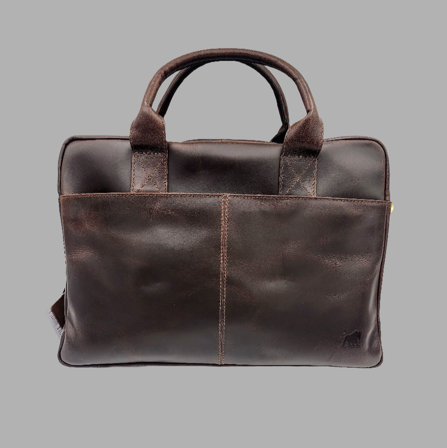 Premium Black Leather Laptop Bag- The Executive(El-409)