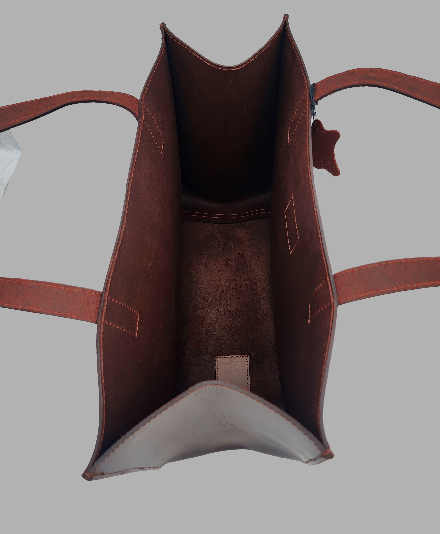 Premium Genuine Leather Shopper Tote Bag – Classic Brown Handbag