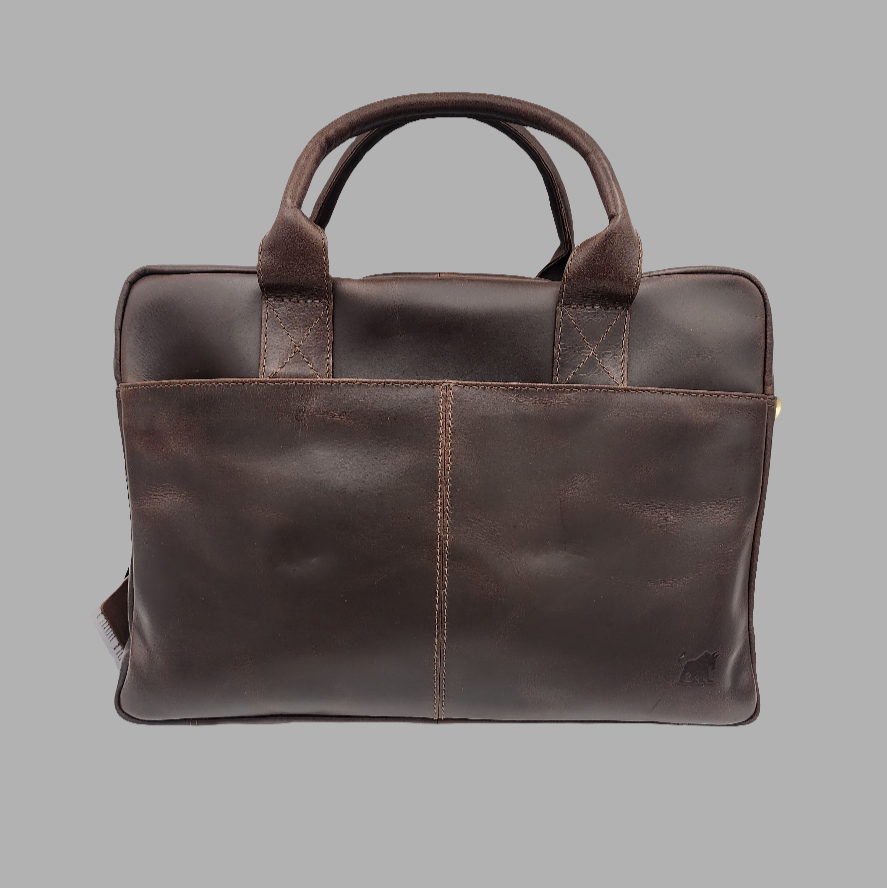 Premium Black Leather Laptop Bag- The Executive(El-409)