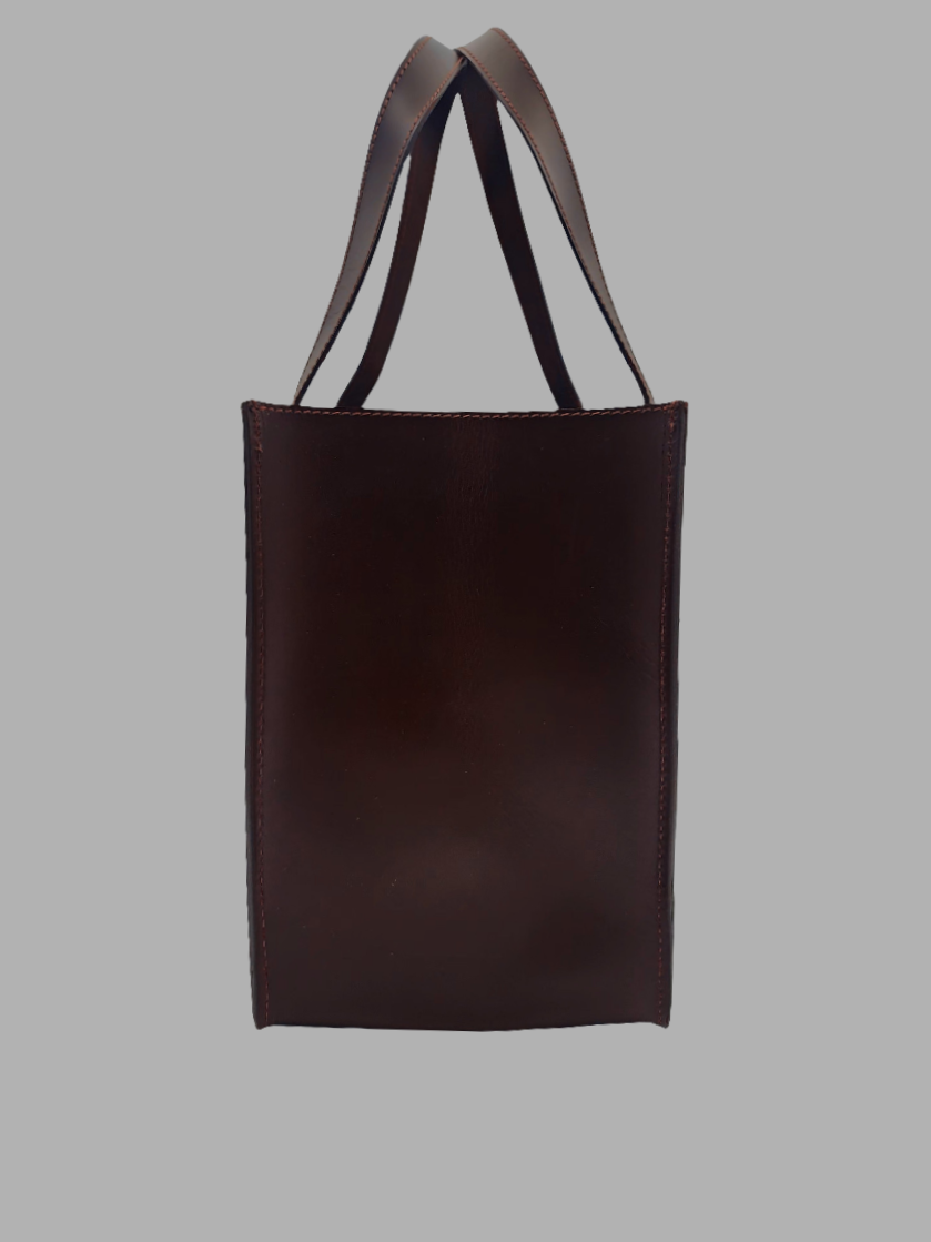 Premium Genuine Leather Shopper Tote Bag – Classic Brown Handbag