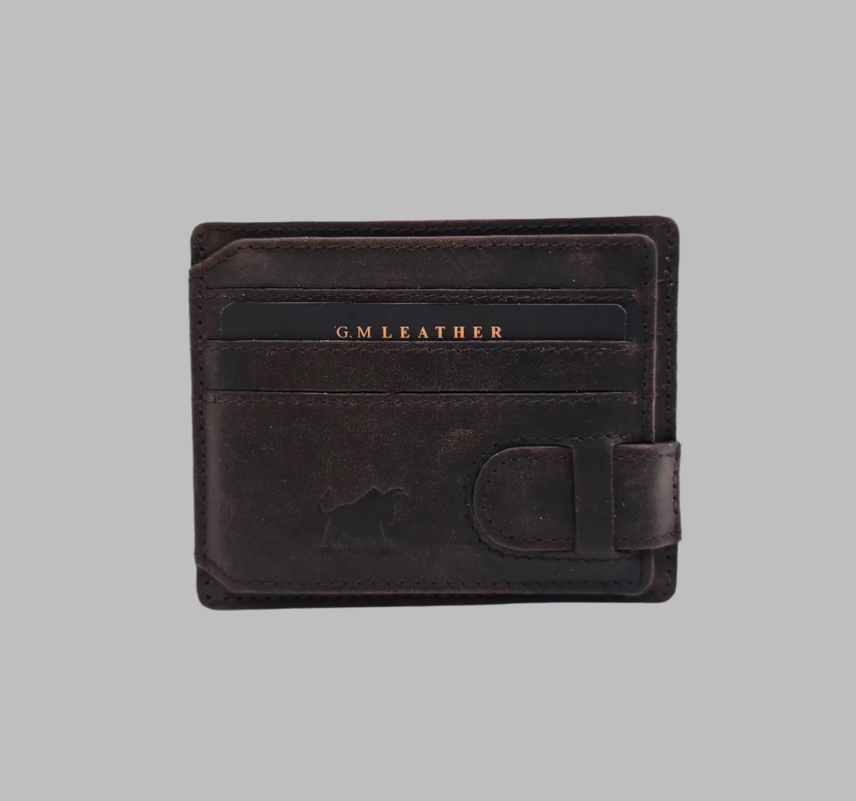 Slim Leather Card Holder with Strap – Secure & Minimal (upper loop 263- BH)