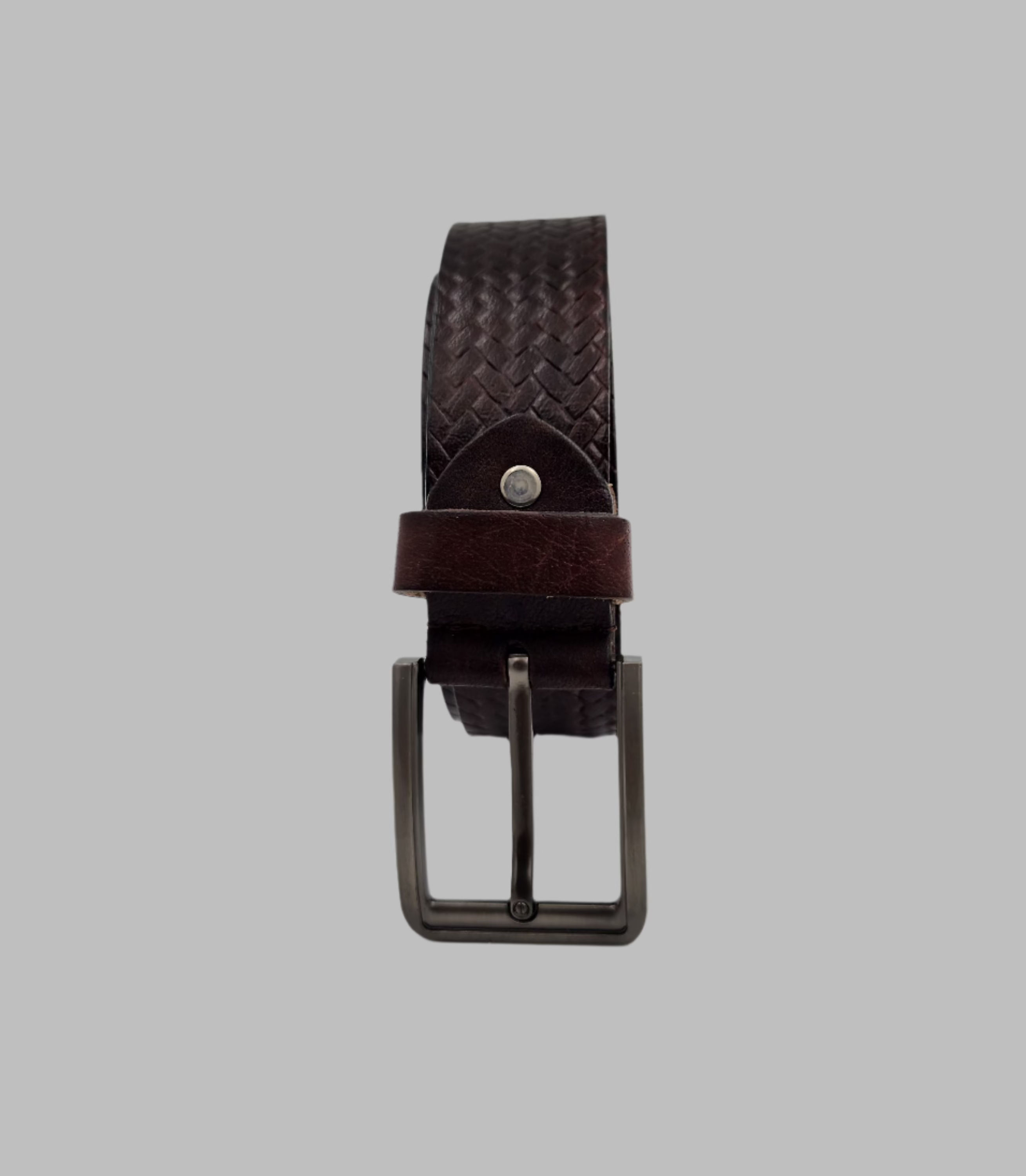 Checked Leather Belt – Premium Full-Grain 38mm