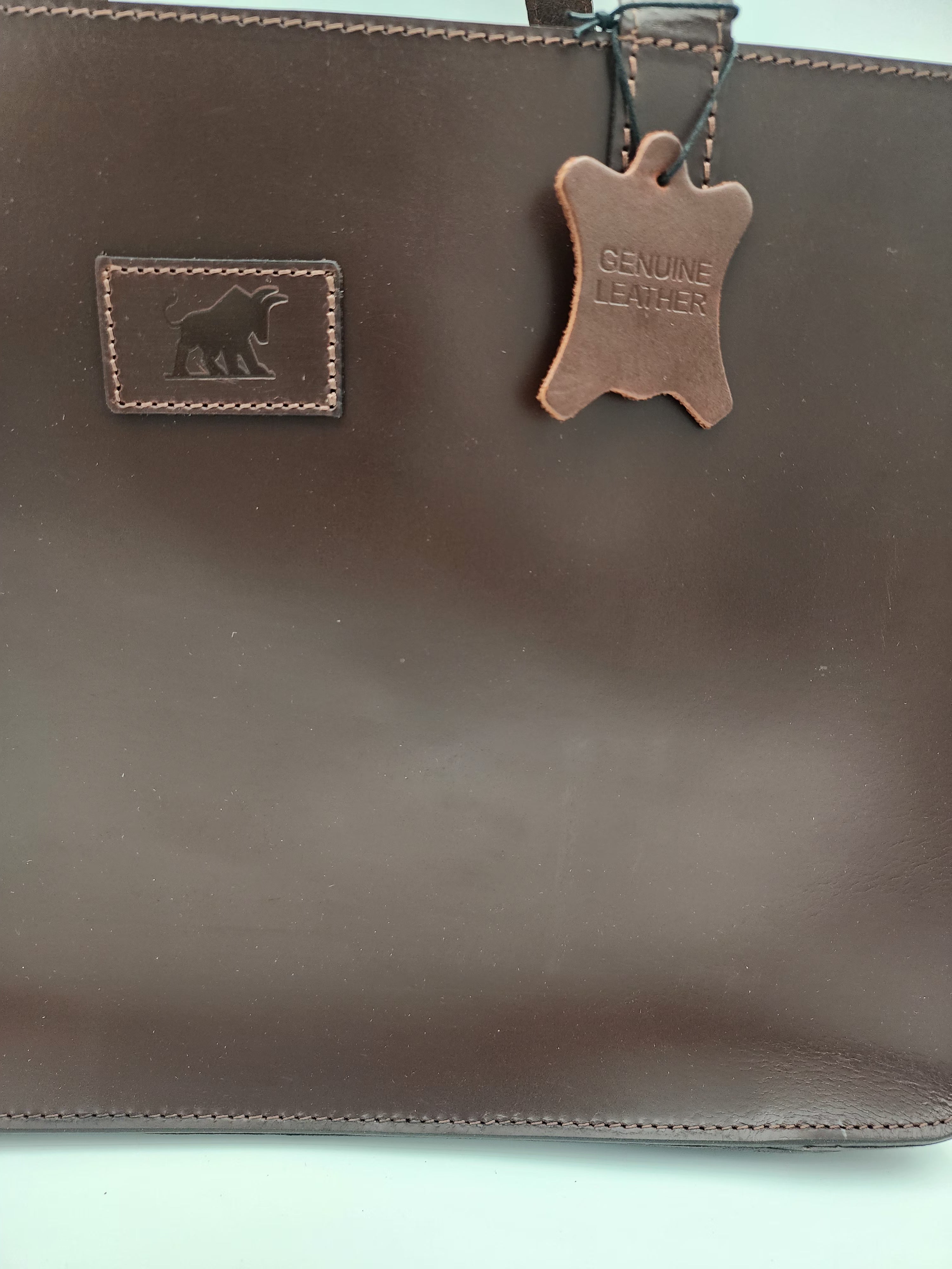 Premium Genuine Leather Shopper Tote Bag – Classic Brown Handbag