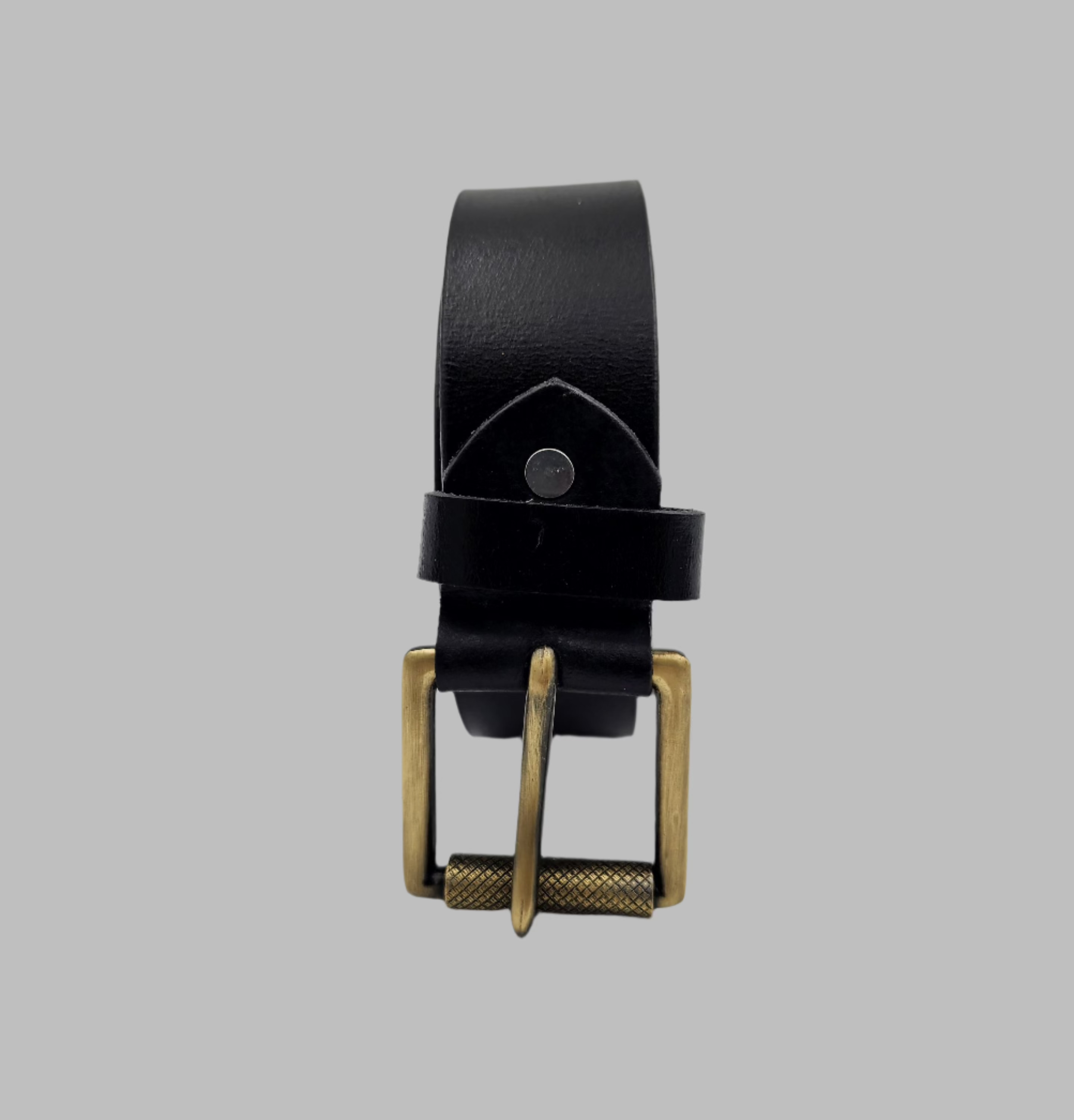 Premium Black Leather Belt | Classic Brass Buckle 38mm