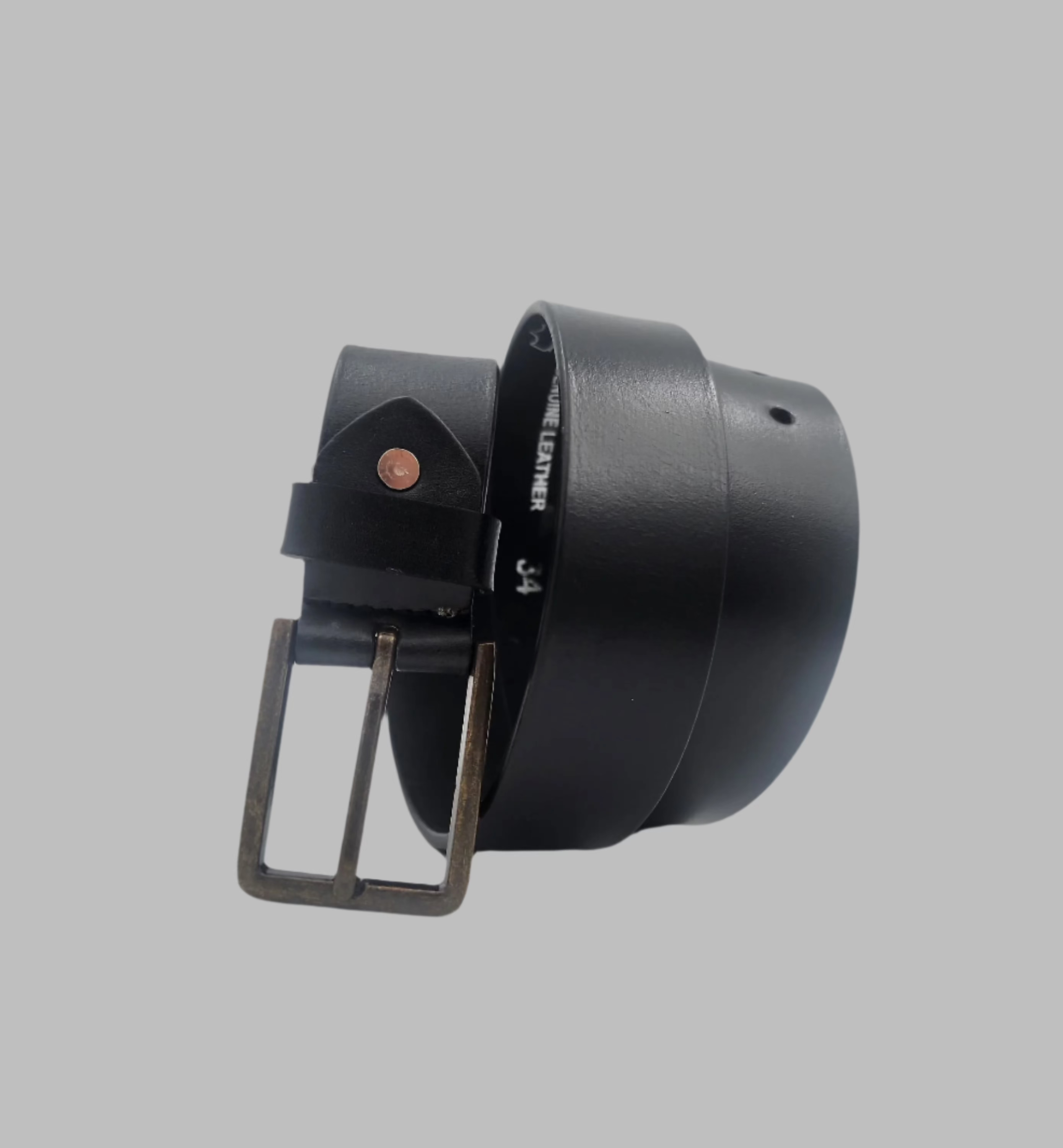 Men's Genuine Leather Belt Basic Black 34mm (Monk Belt)