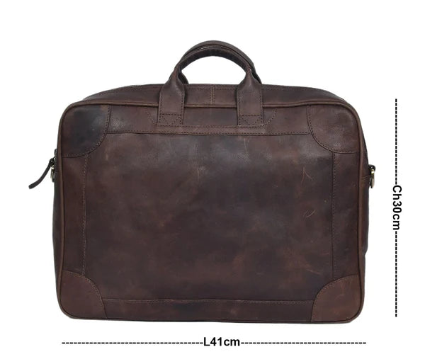 Premium Leather Laptop Bag – Handmade 15" Work Briefcase(BG-1437)