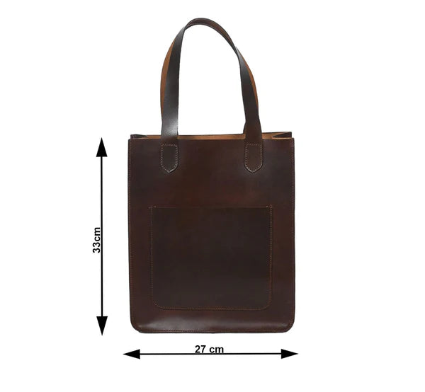 Darling Harbor Leather Shopper Tote – Front Pocket Edition