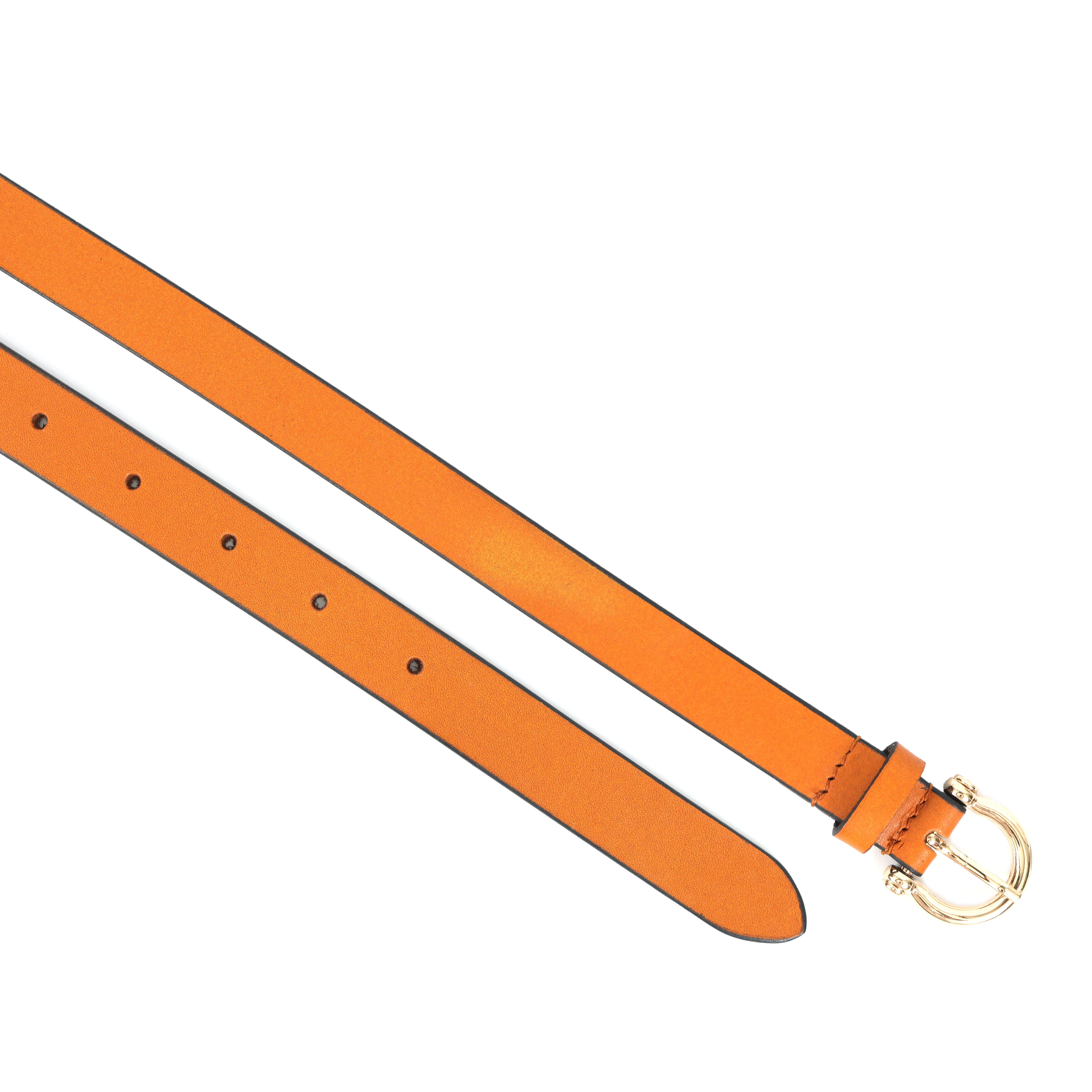 Women's 20mm Full-Grain Leather Belt With Golden Buckle | GM Leather NZ (20MM)