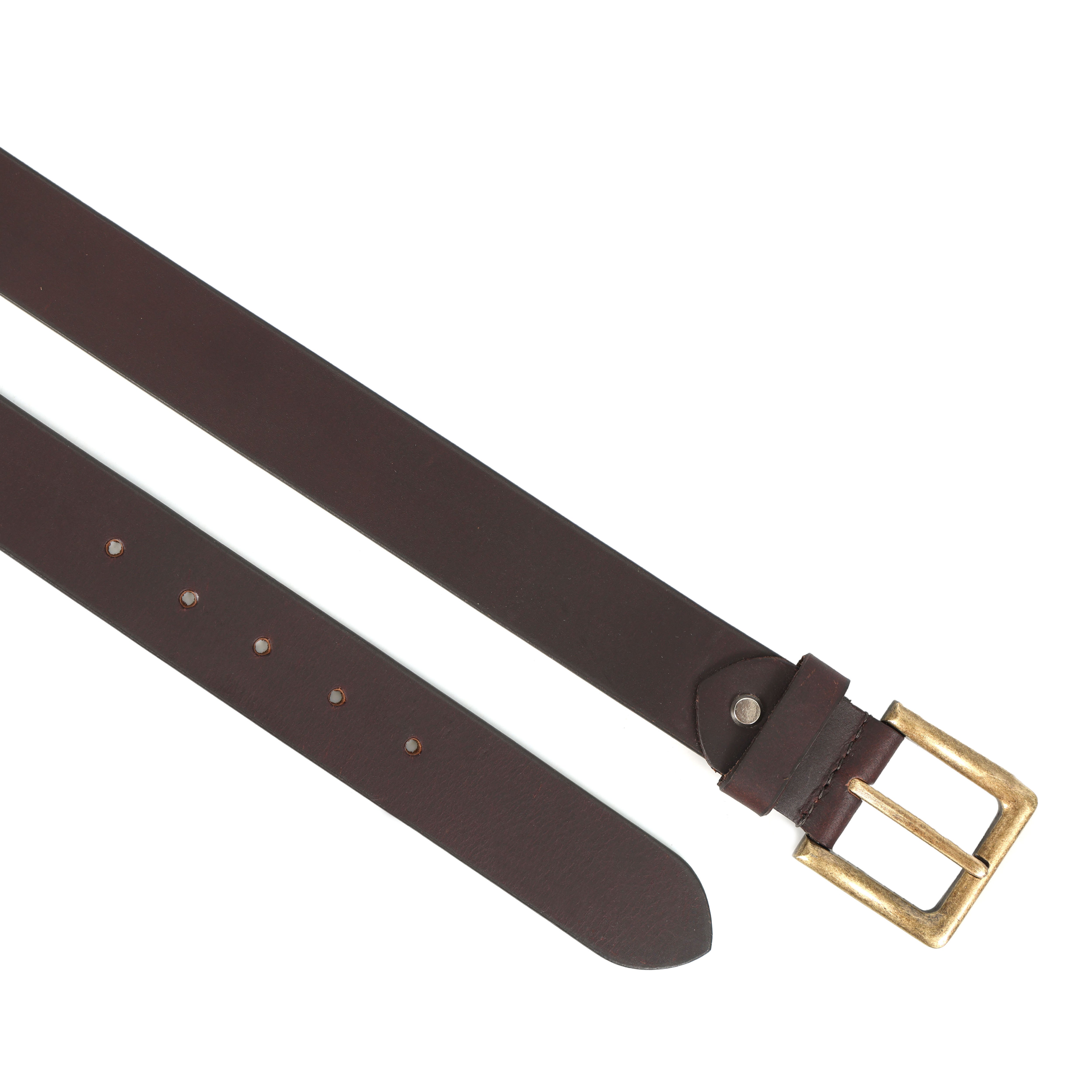 The Meridian Belt Dark Brown: Artisanal Full-Grain Leather with Argenta Golden Buckle (40mm)