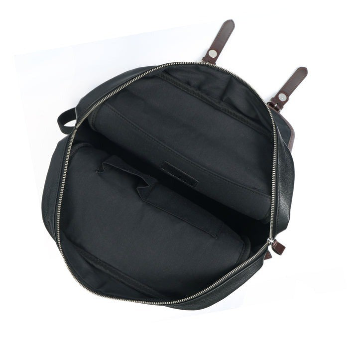 Two-Tone Leather Rucksack | Black & Brown Laptop Backpack (1611)