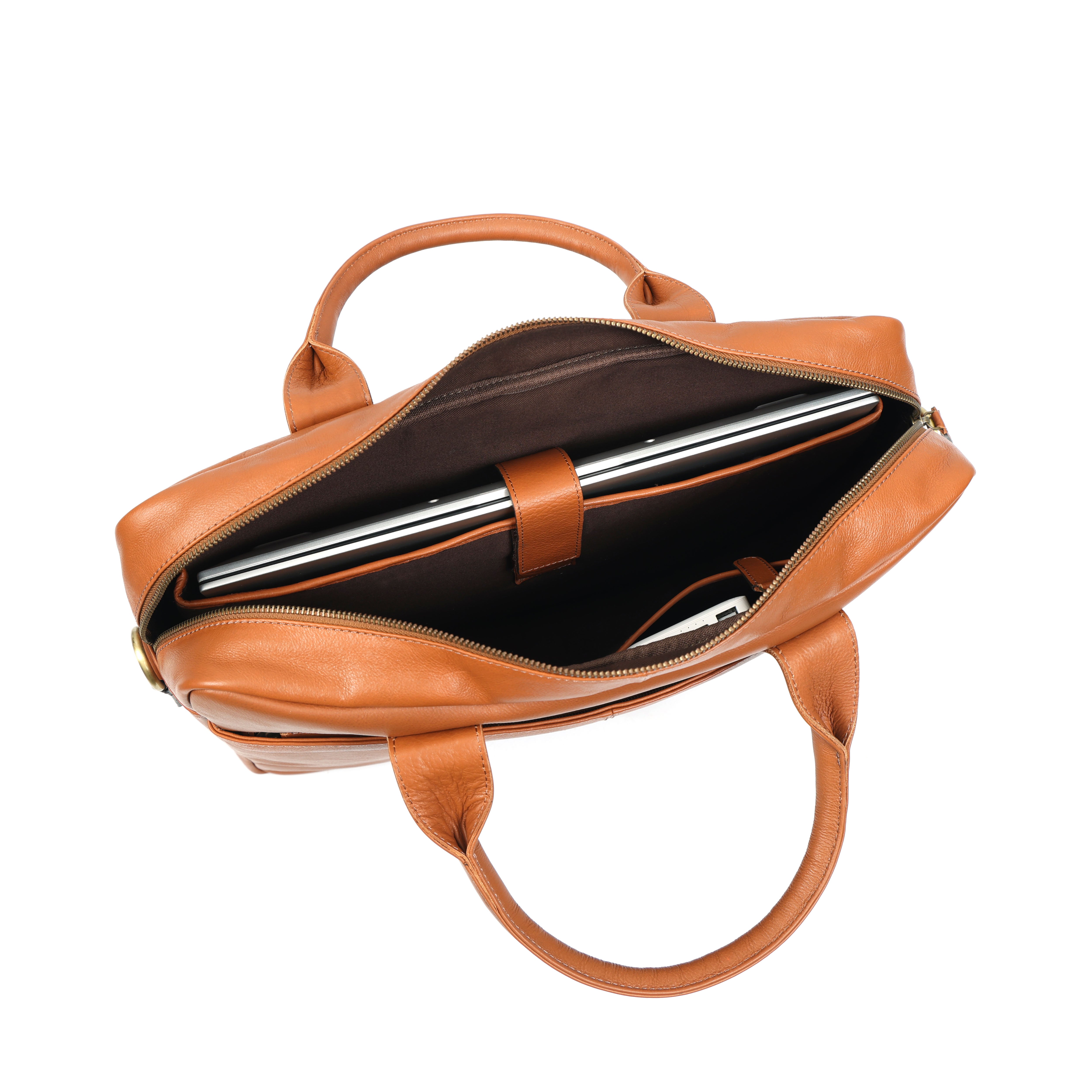 Premium Black Leather Laptop Bag- The Executive(El-409)