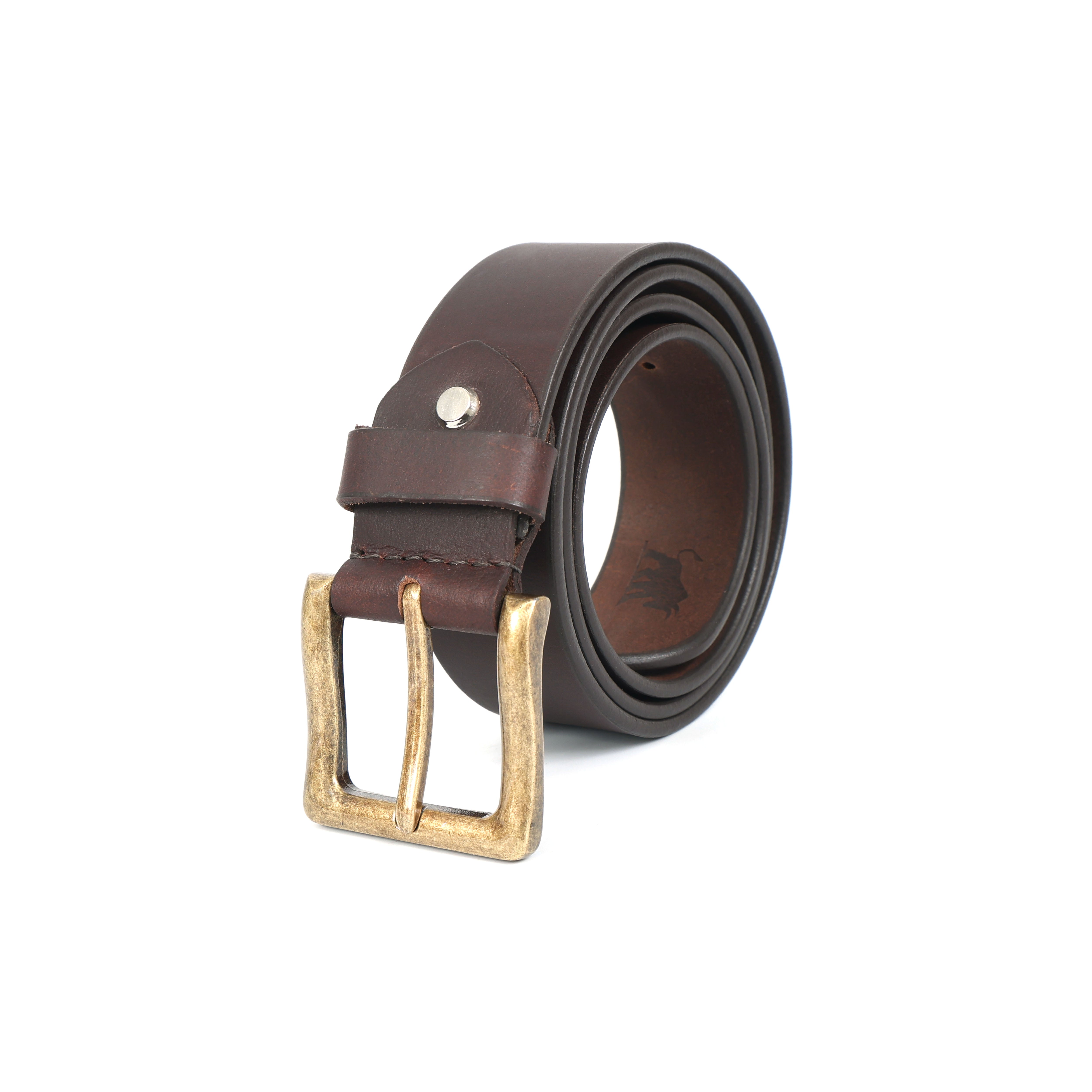 The Meridian Belt Dark Brown: Artisanal Full-Grain Leather with Argenta Golden Buckle (40mm)