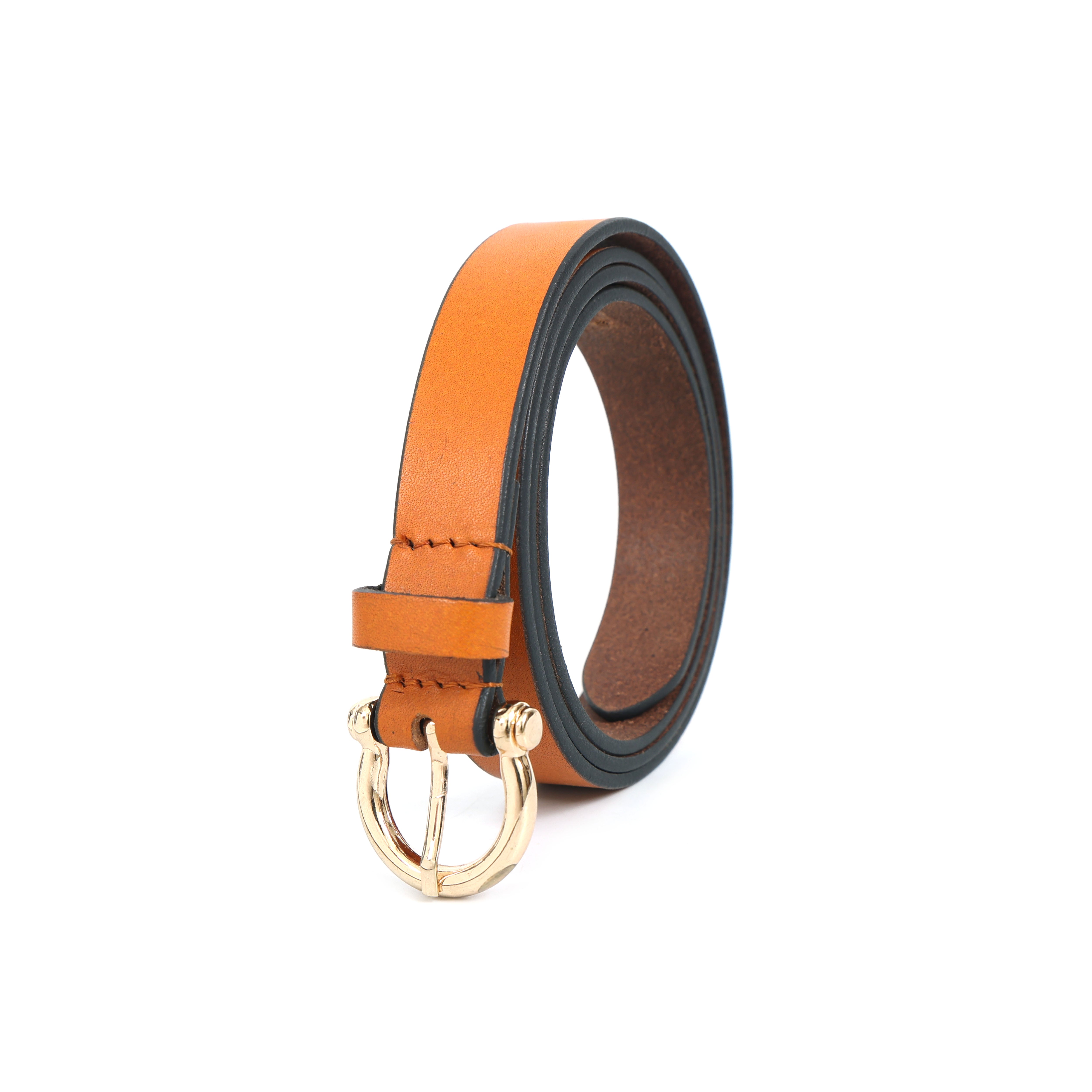 Women's 20mm Full-Grain Leather Belt With Golden Buckle | GM Leather NZ (20MM)