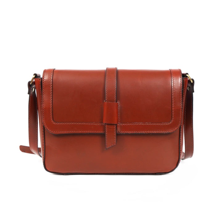 Authentic Full-Grain Leather Crossbody Satchel | GM Leather(1614)