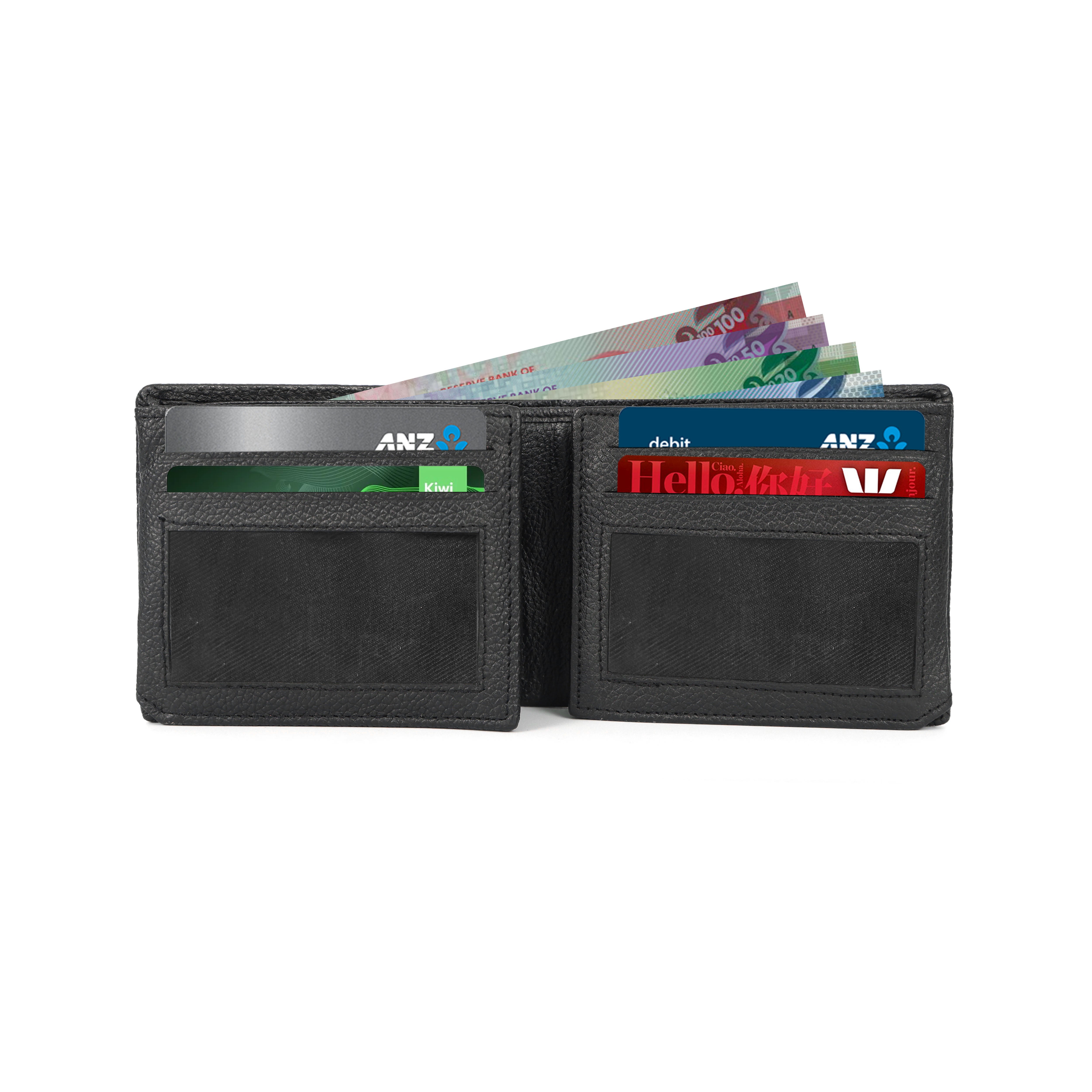 Monarch Elite Men’s Genuine Leather Wallet - RFID Protected Four Fold Black Leather Wallet – Premium Men’s Bifold with Multi-Card Storage | Genuine Leather Wallet NZ, AU & Pacific Islands(GM-390)