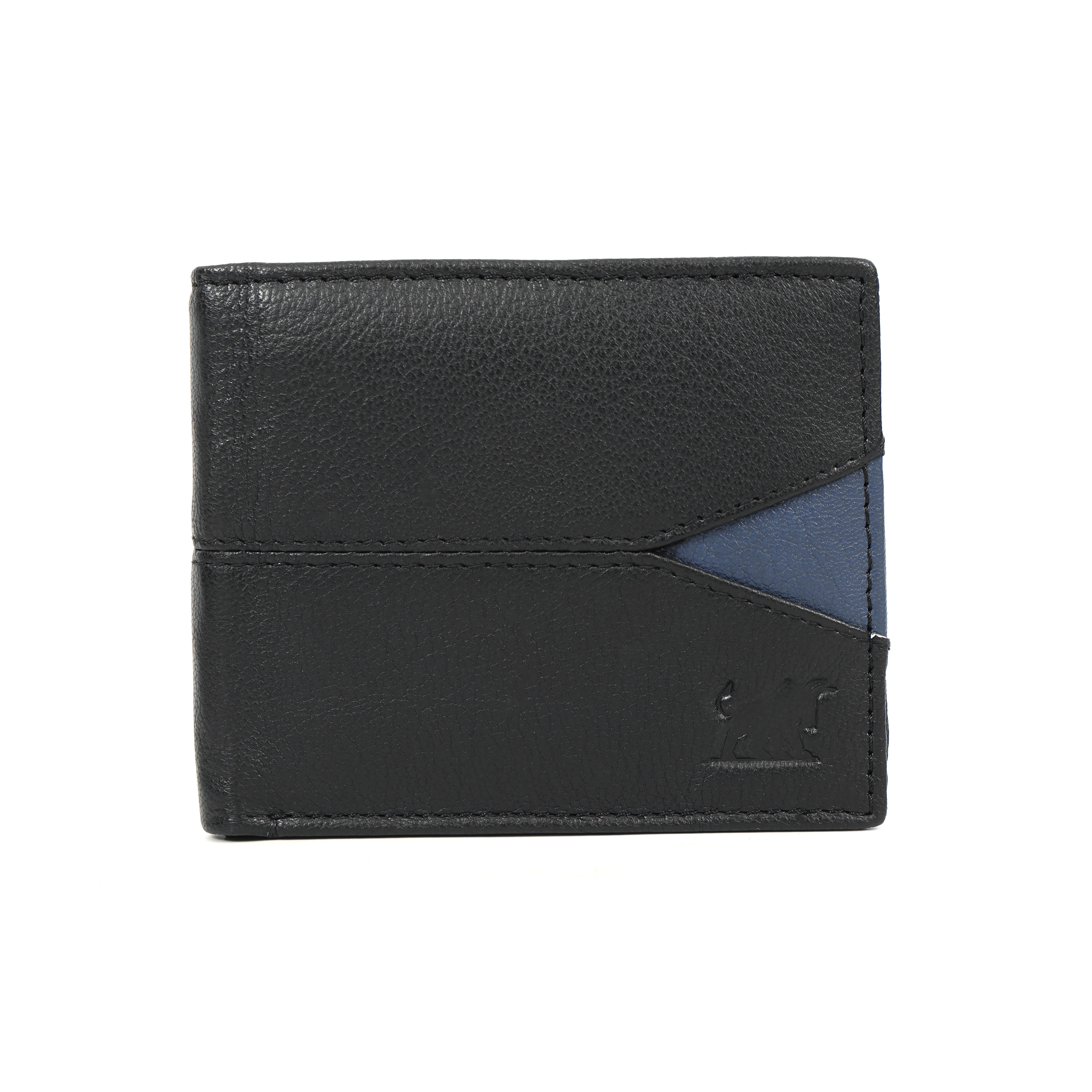 Black Leather Triangular Accent Bifold Wallet – Slim RFID Protection | NZ, Australia & Pacific Islands(GM-430)
