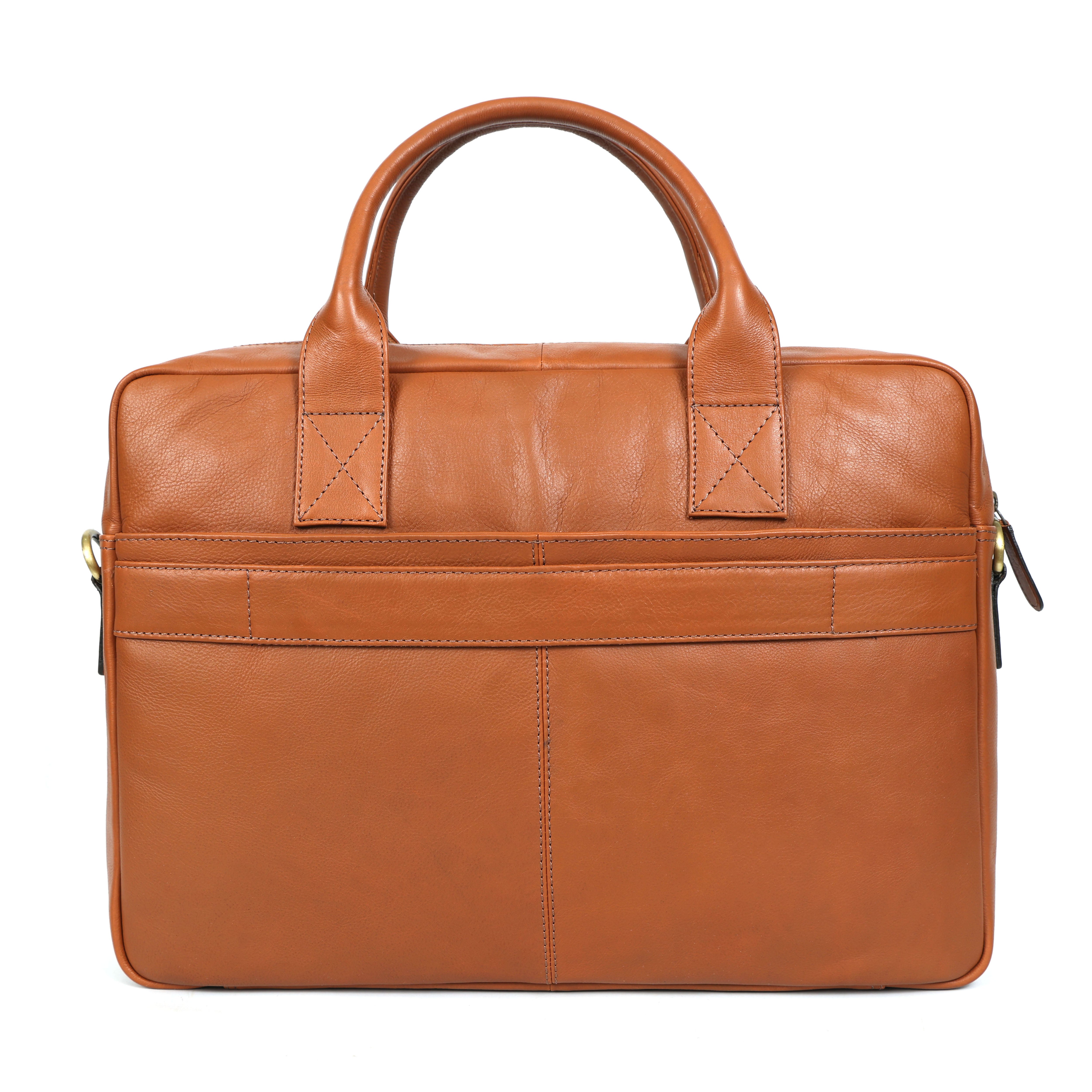 Premium Black Leather Laptop Bag- The Executive(El-409)