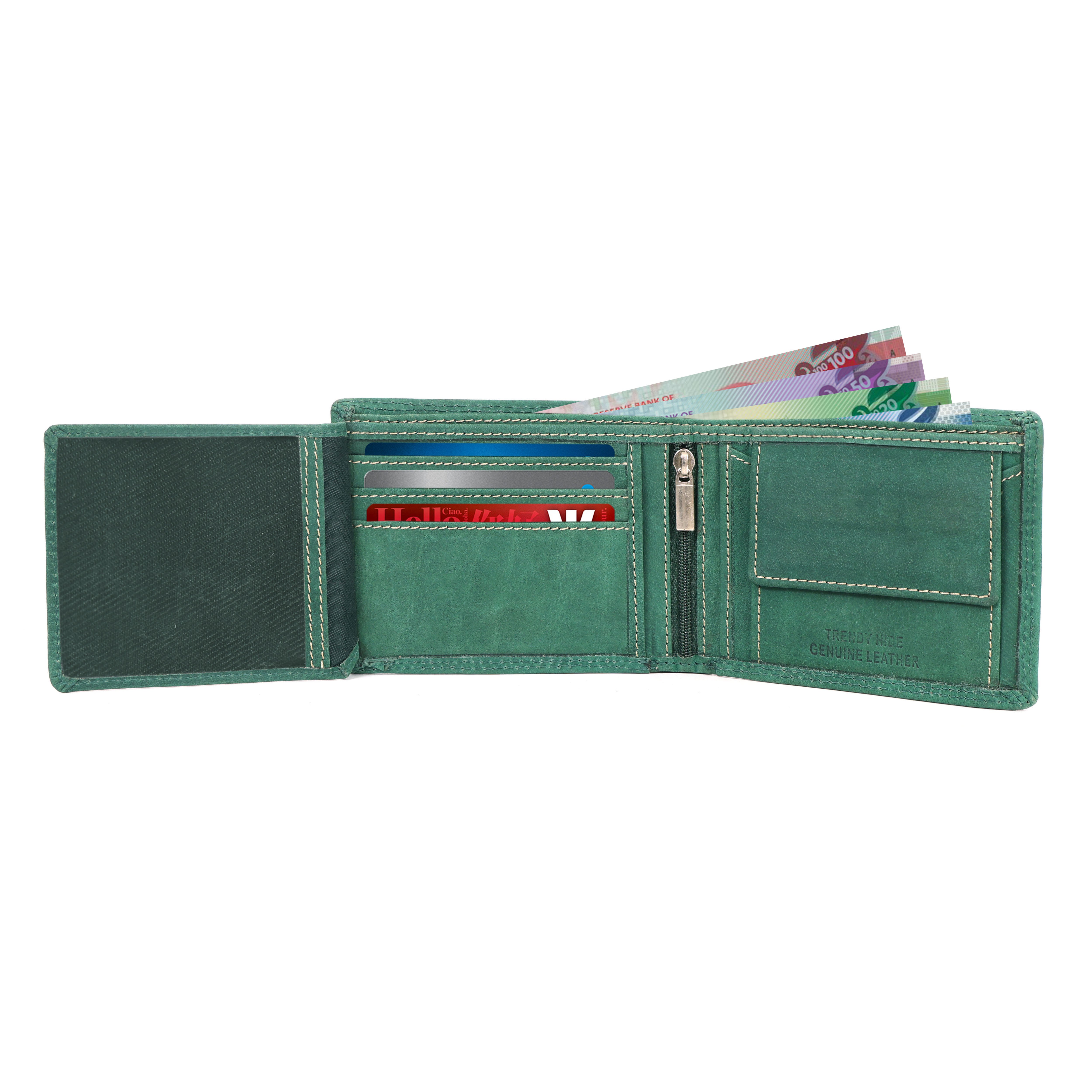 RFID Protected Hunter Green Leather Wallet – Premium Bifold Card Holder for Men | Durable Genuine Leather Wallet NZ, AU & Pacific Islands