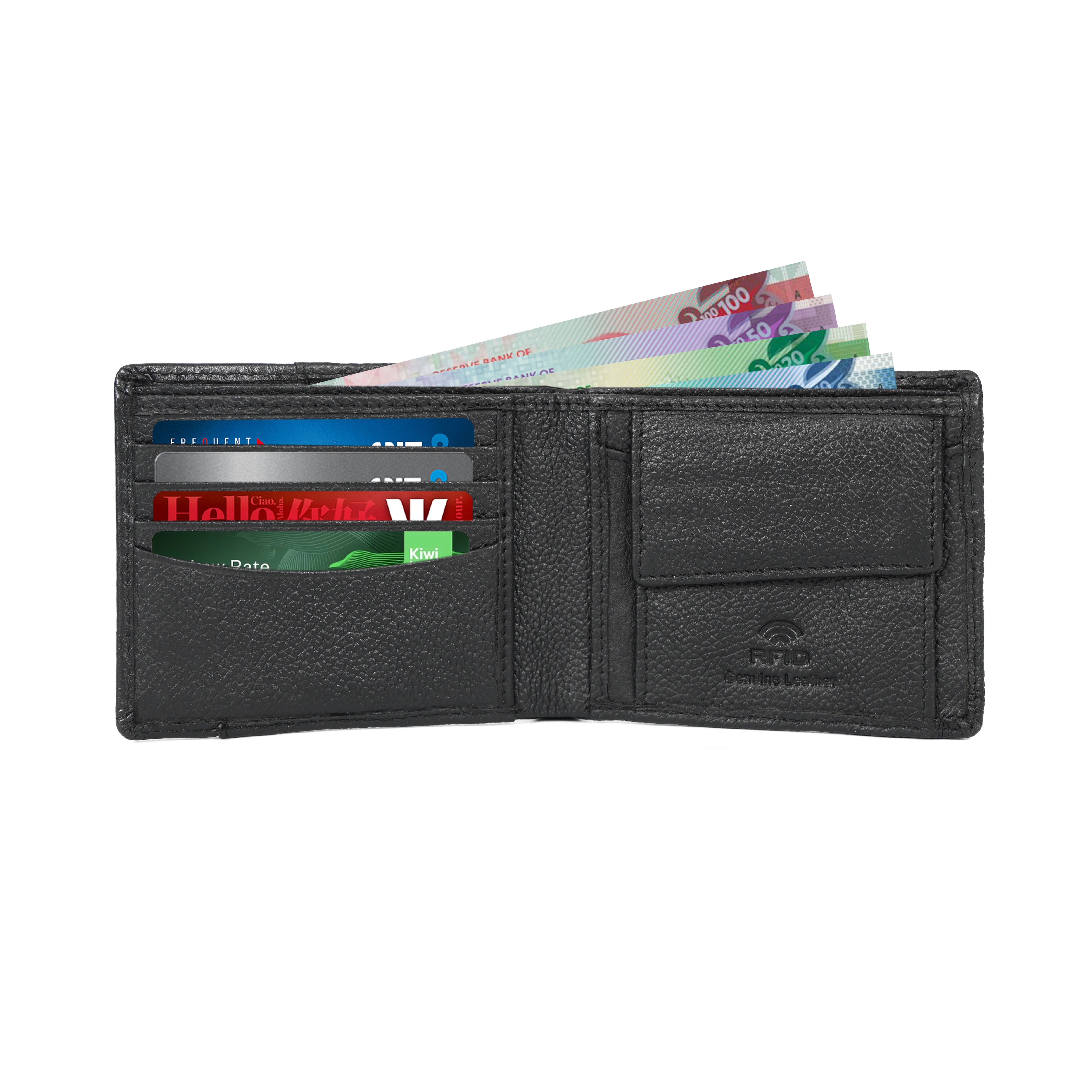 Pebble Texture Leather Wallet – Slim Bifold, Genuine Leather | NZ, Australia & Pacific Islands(GM-410)