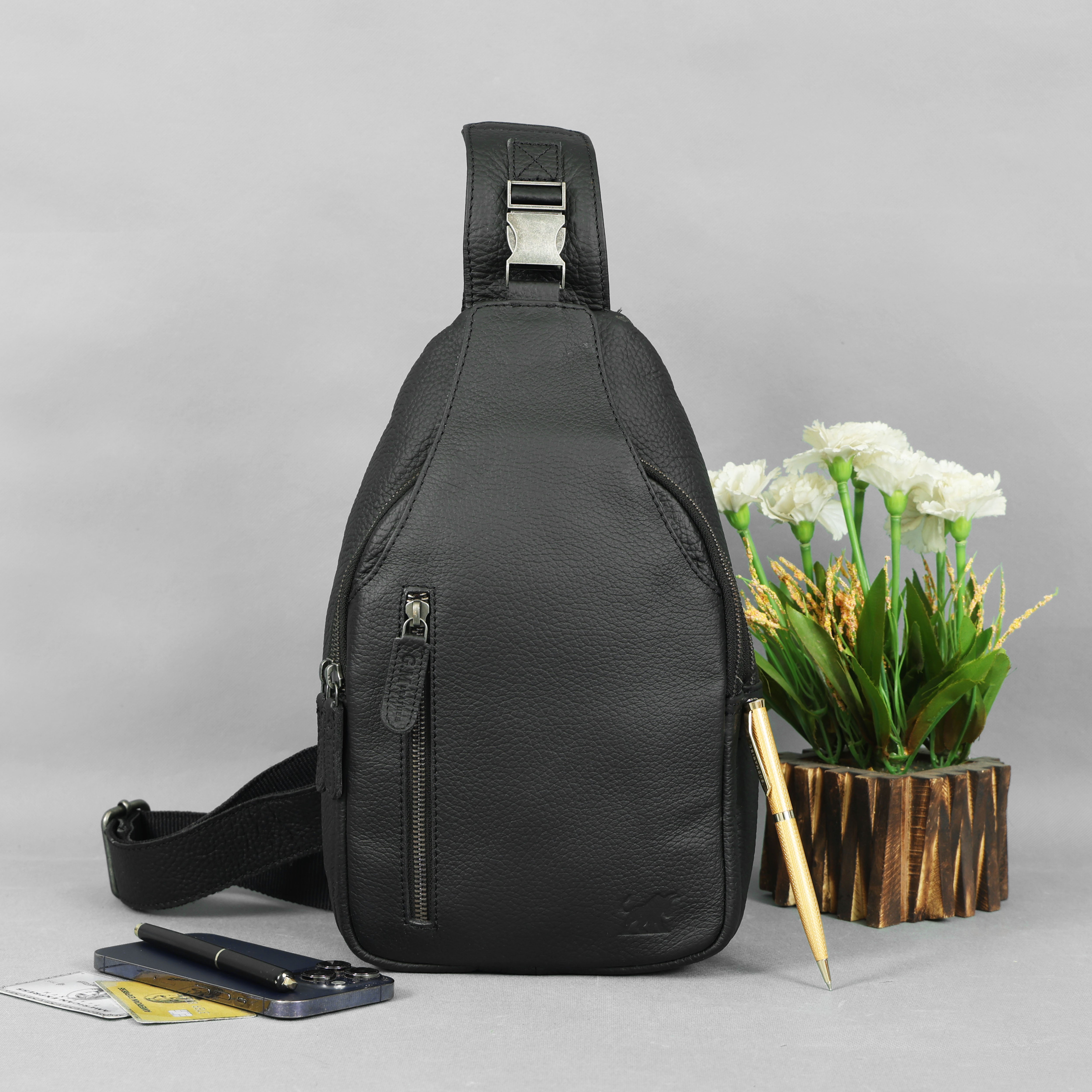 Leather Crossbody Chest Bag GM Leather Travel(EL-GM-07-V)