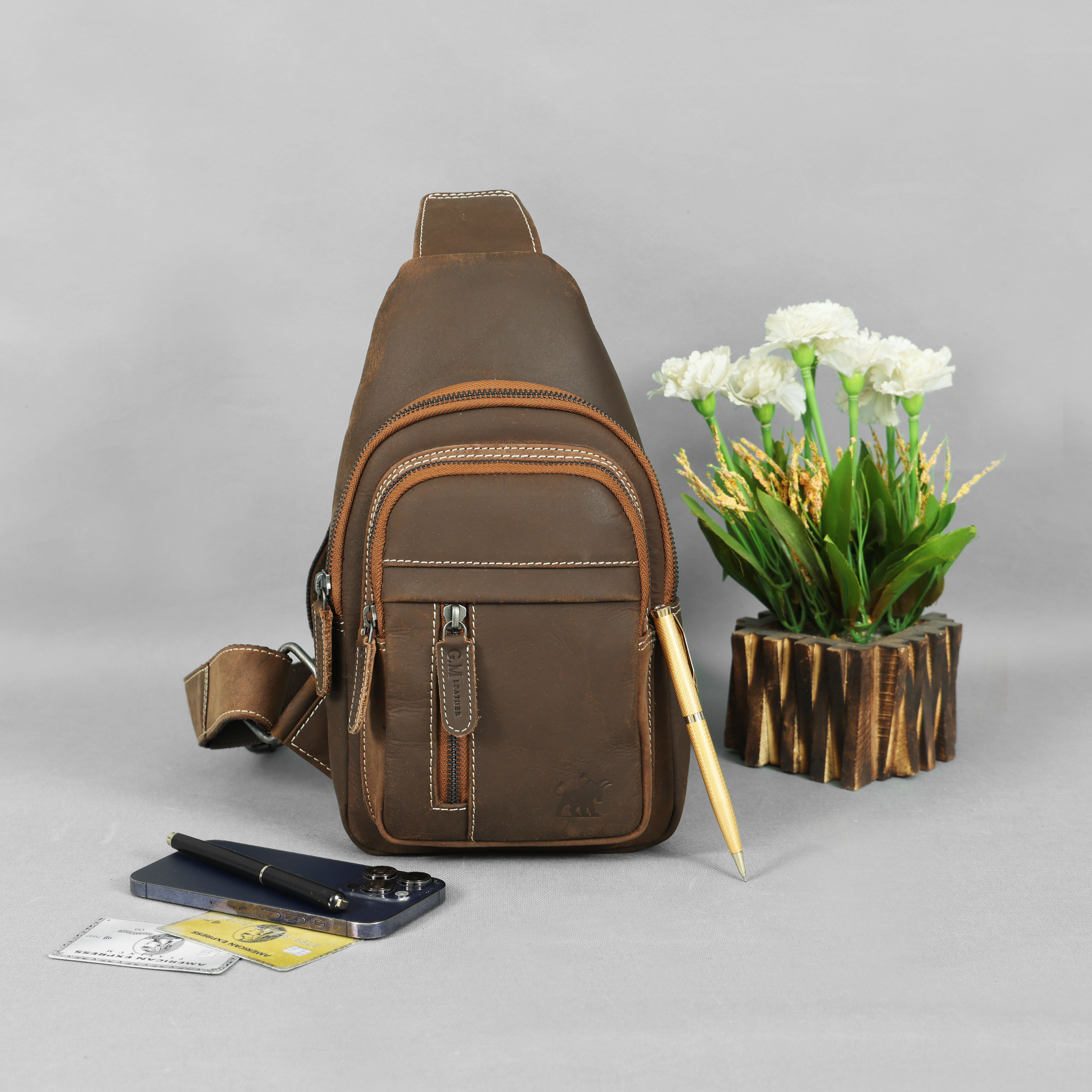 Leather Crossbody Chest Bag – Durable & Stylish Sling Bag | NZ & Australia (212)