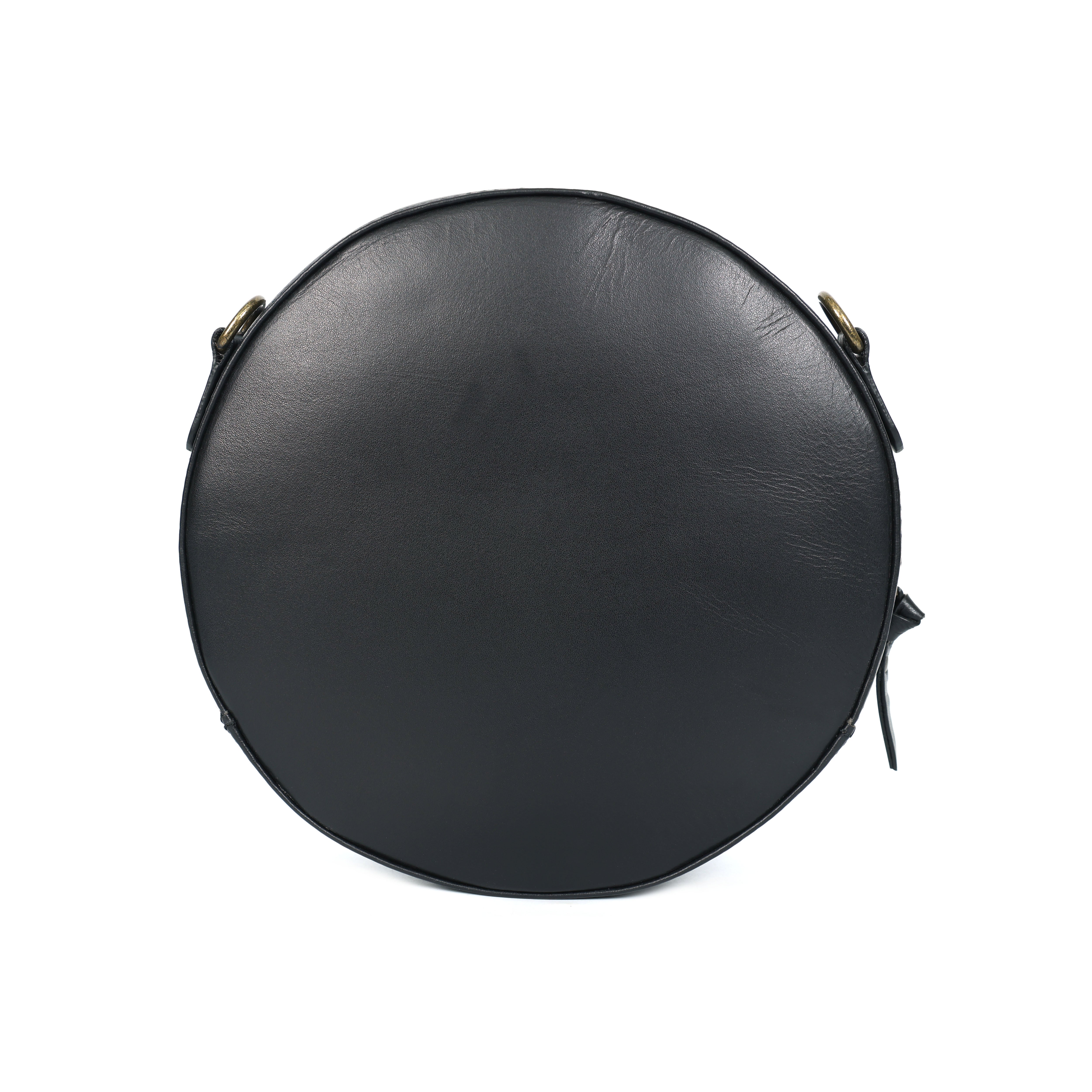 Luxury Round Hand-Tooled Leather Sling Bag – Artisan Floral Design(EL-GM-04-ON)