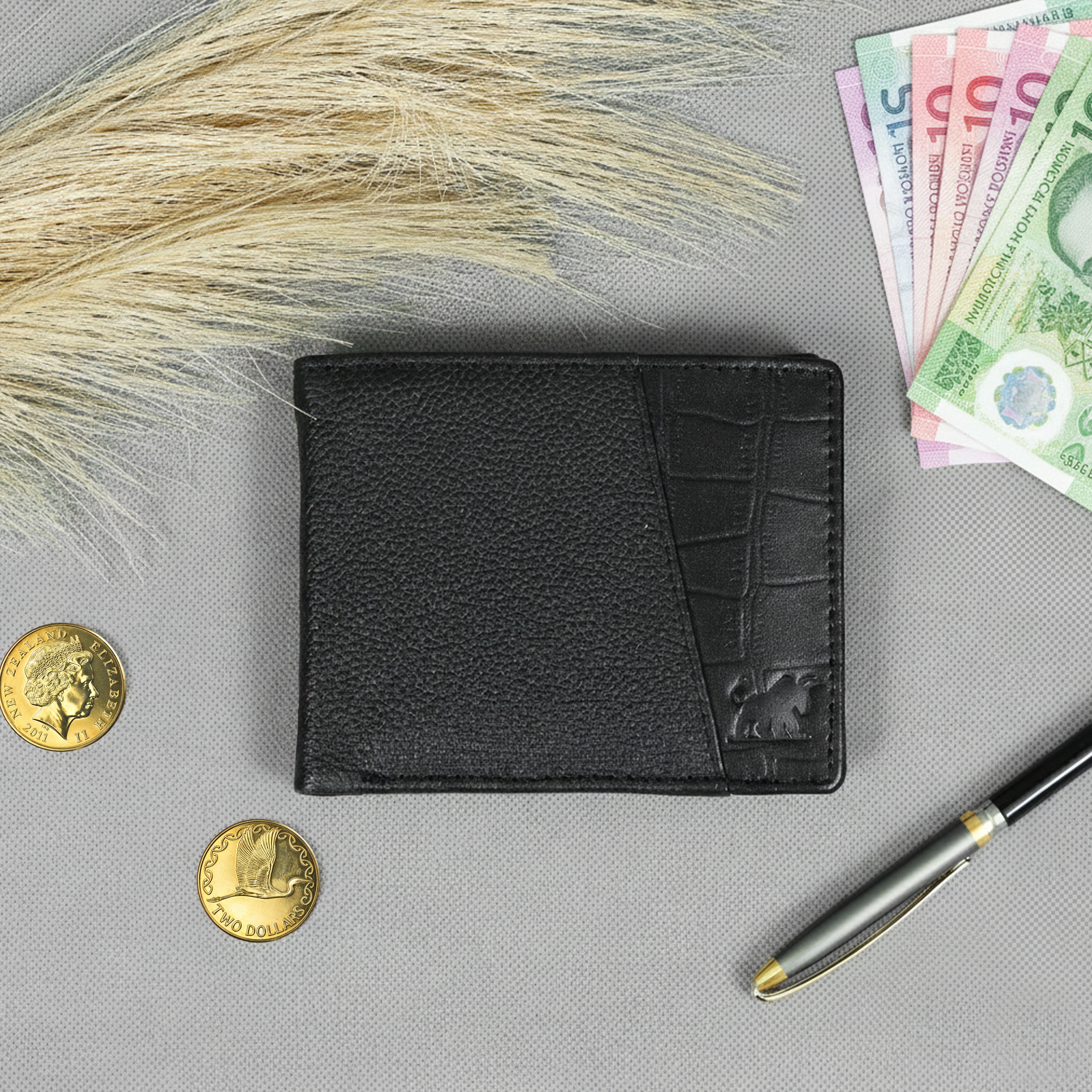 Pebble Texture Leather Wallet – Slim Bifold, Genuine Leather | NZ, Australia & Pacific Islands(GM-410)