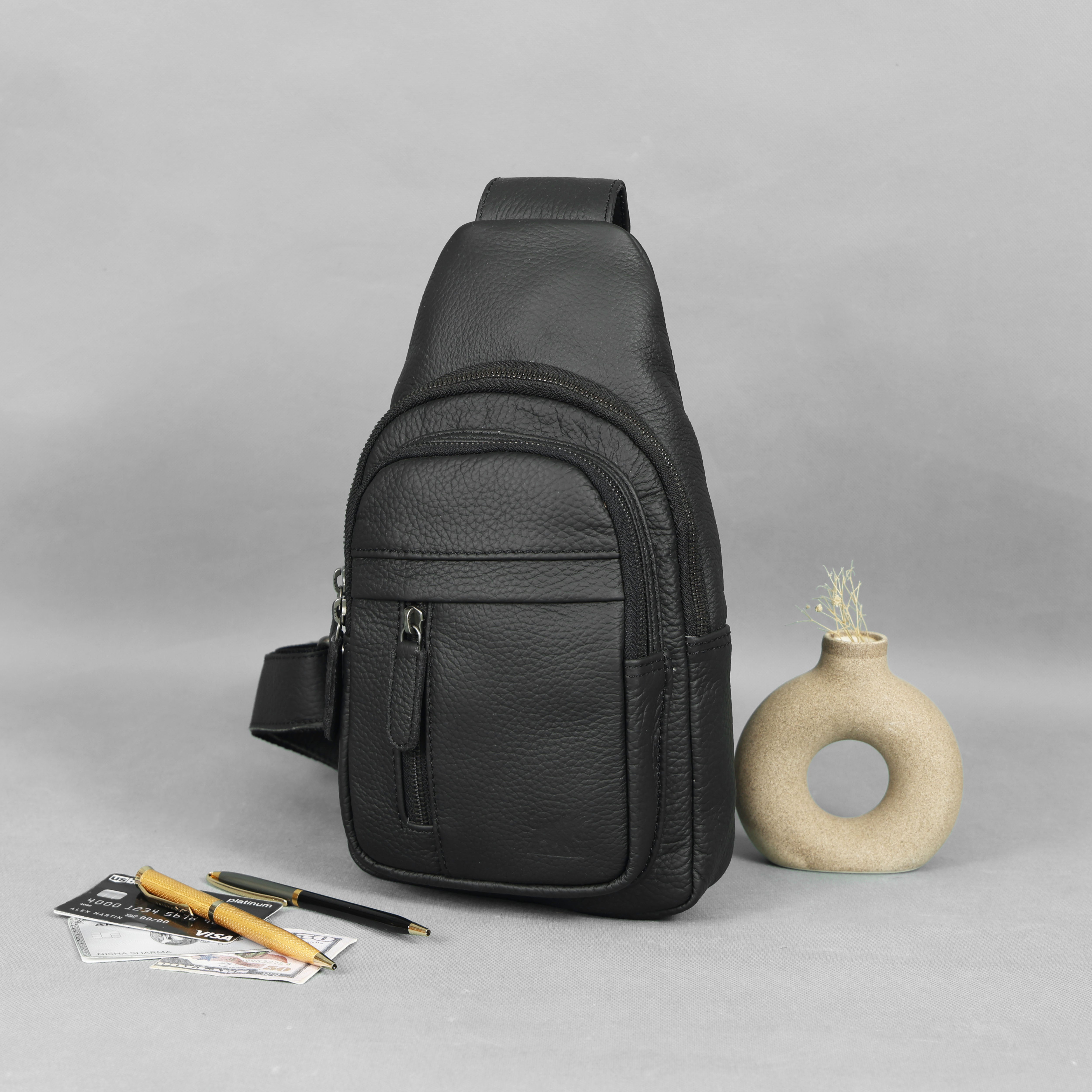 Premium Genuine Leather Crossbody Chest Bag – Durable & Stylish Sling Bag | NZ & Australia (212)