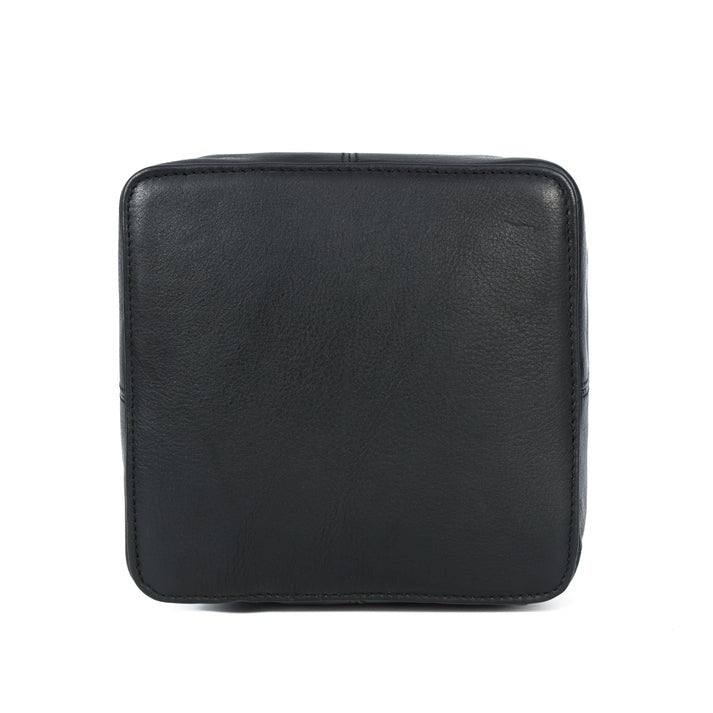 Premium Black Leather Bucket Bag | Small Crossbody Drawstring(1755)
