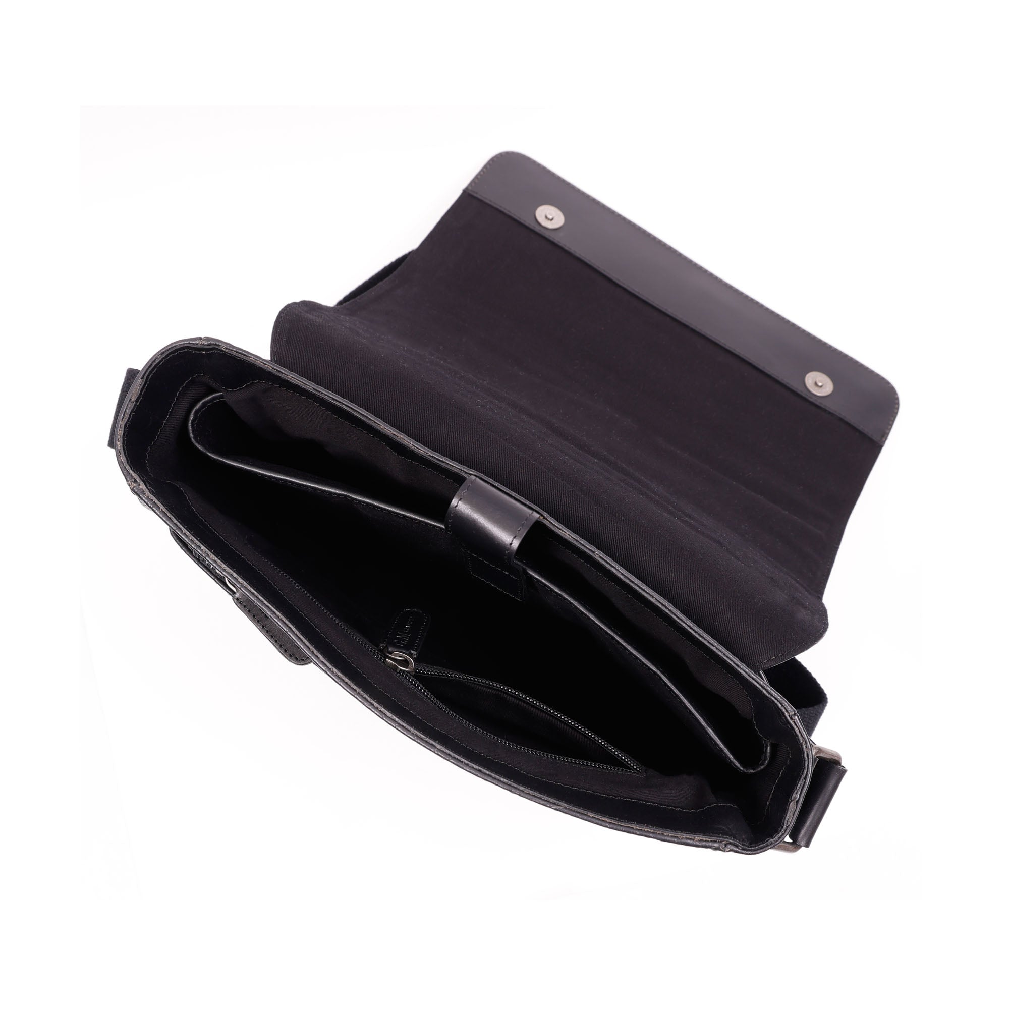 Black Croc Leather Messenger Bag - Premium Satchel