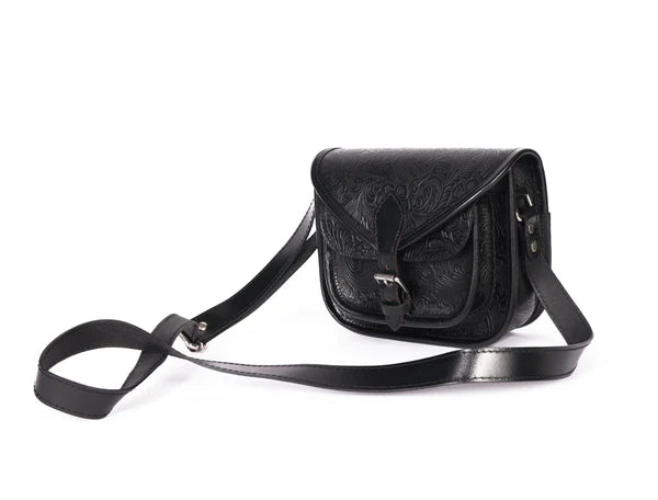 Embossed Leather sling bag floral