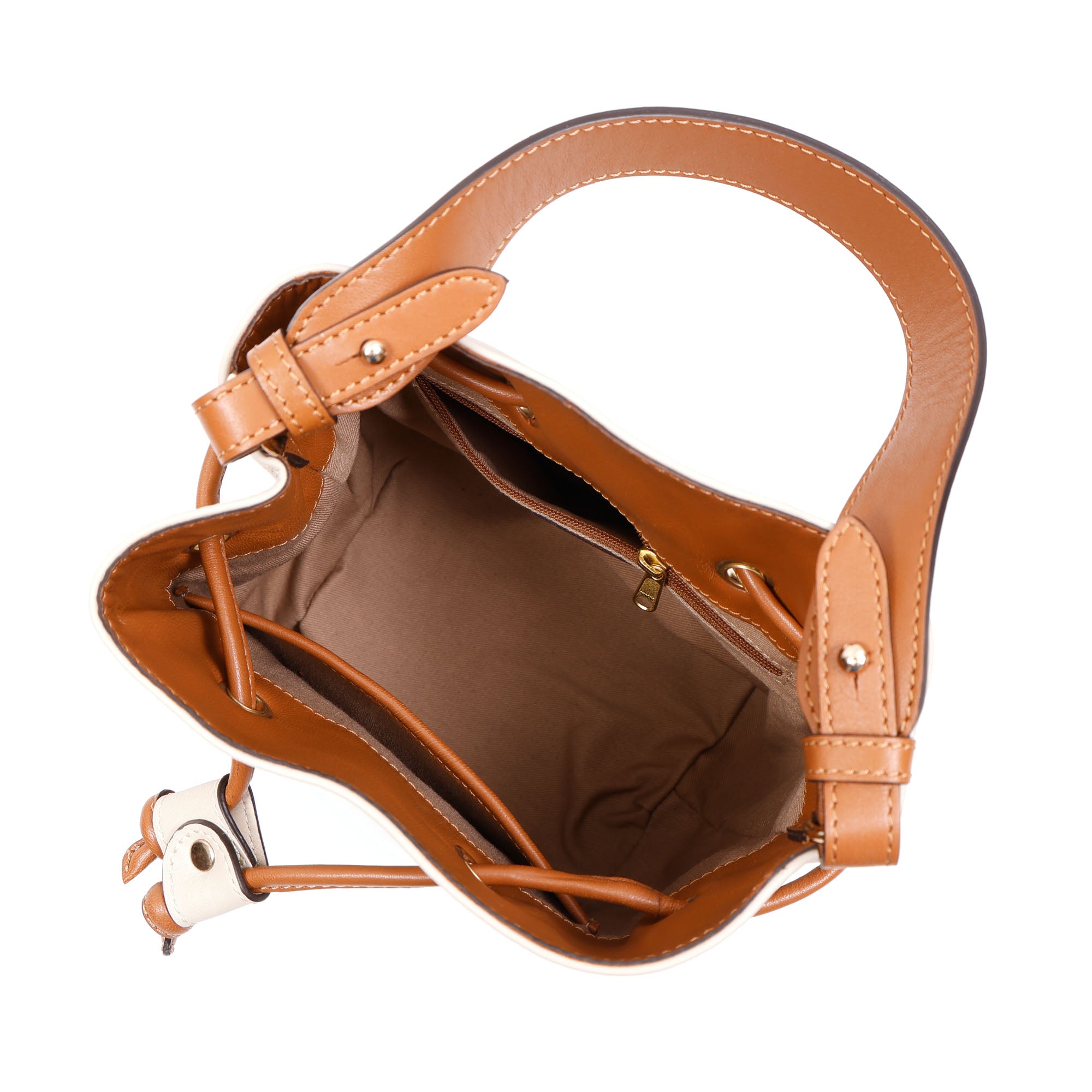 GM Leather Cream Leather Bucket Bag NZ(El-gm-46-f)