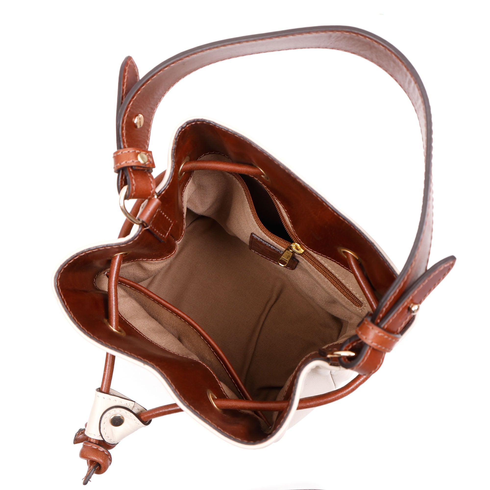 GM Leather Cream Leather Bucket Bag NZ(El-gm-46-f)