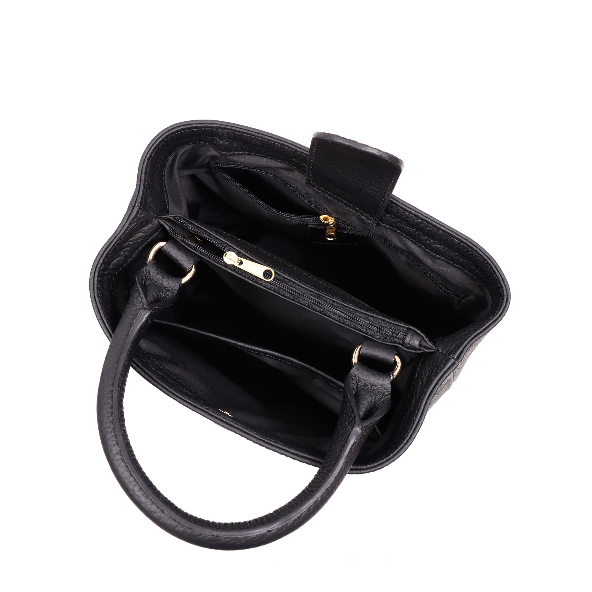Premium Black Pebbled Leather Backpack & Handbag Duo