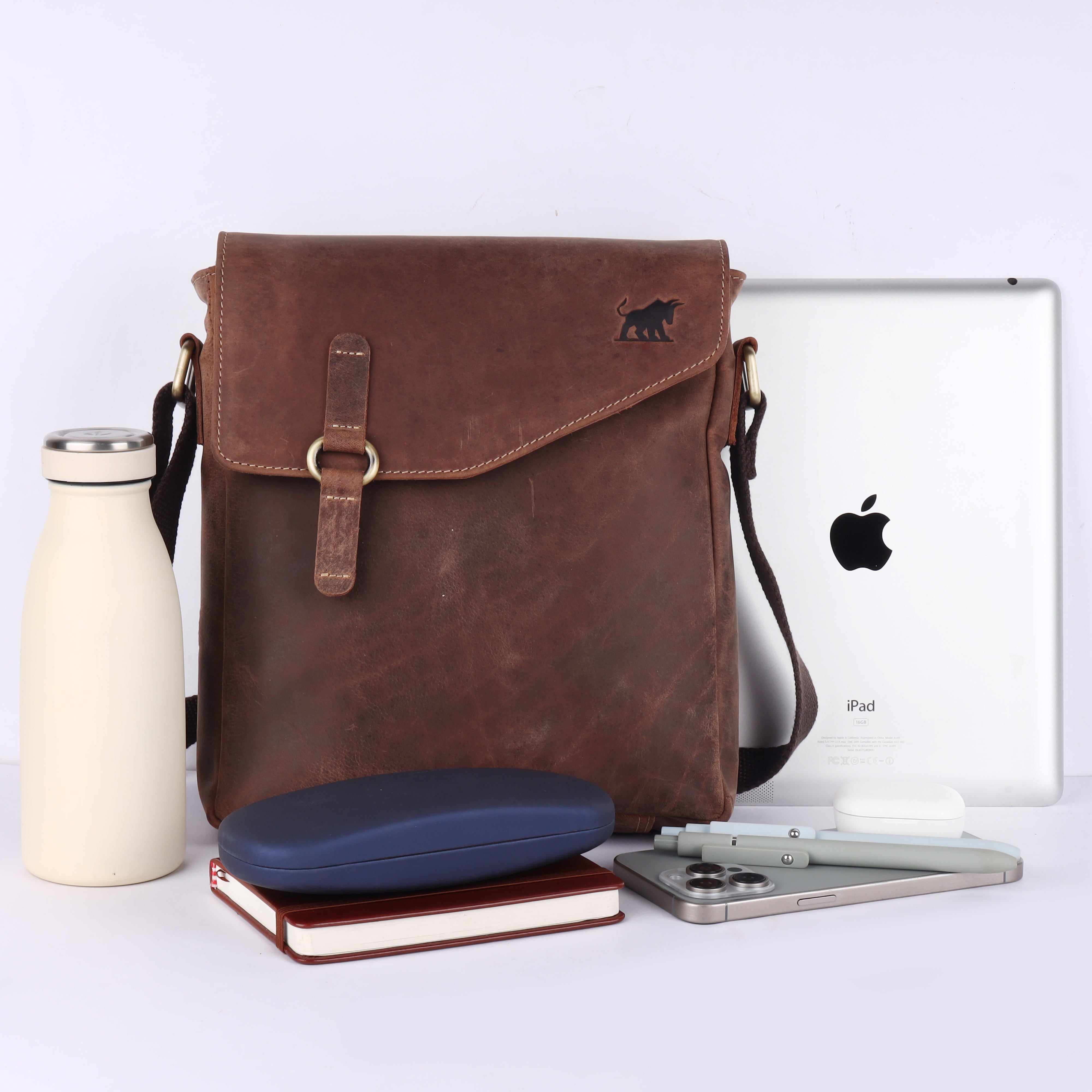 Premium Men's Leather Messenger Bag | Full-Grain Satchel