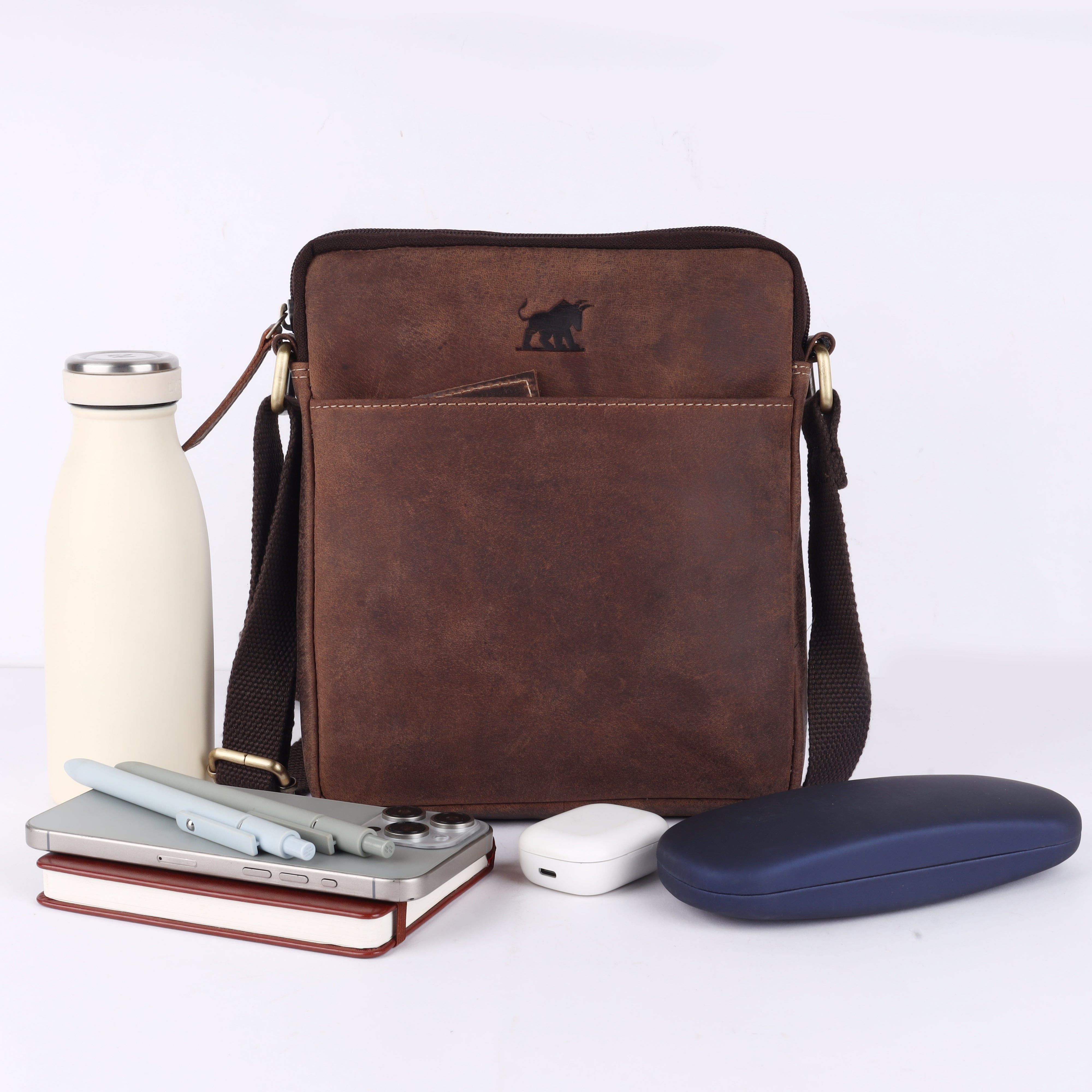 Men's Leather Crossbody Bag | Premium Full-Grain Pouch
